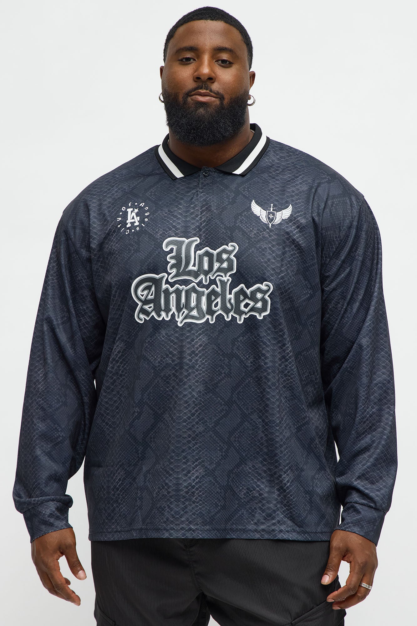 Los Angeles Long Sleeve Jersey Polo - Black