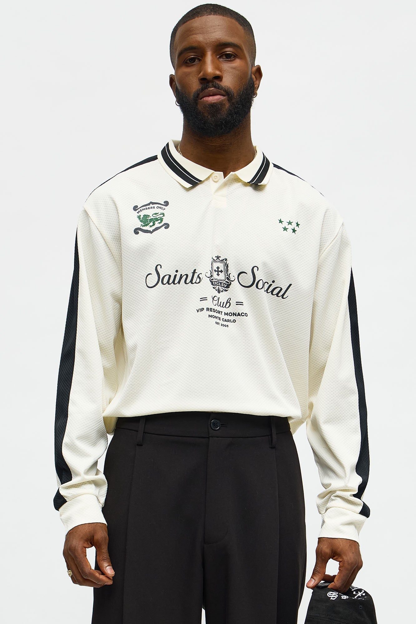 Saints Social Long Sleeve Jersey Polo - Ivory