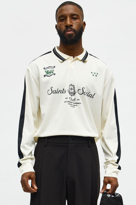 Saints Social Long Sleeve Jersey Polo - Ivory