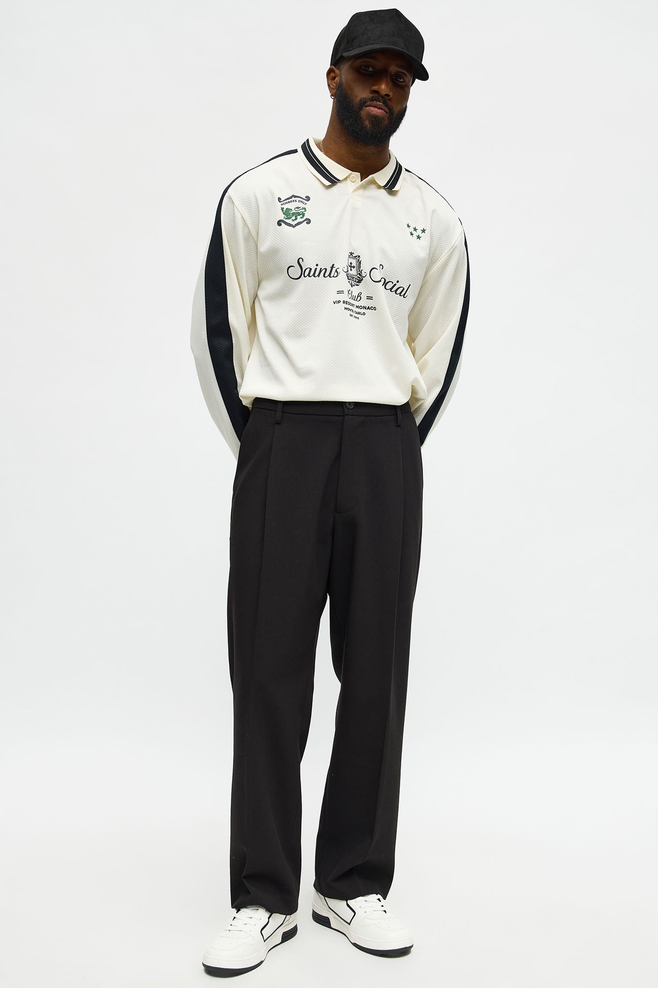 Saints Social Long Sleeve Jersey Polo - Ivory