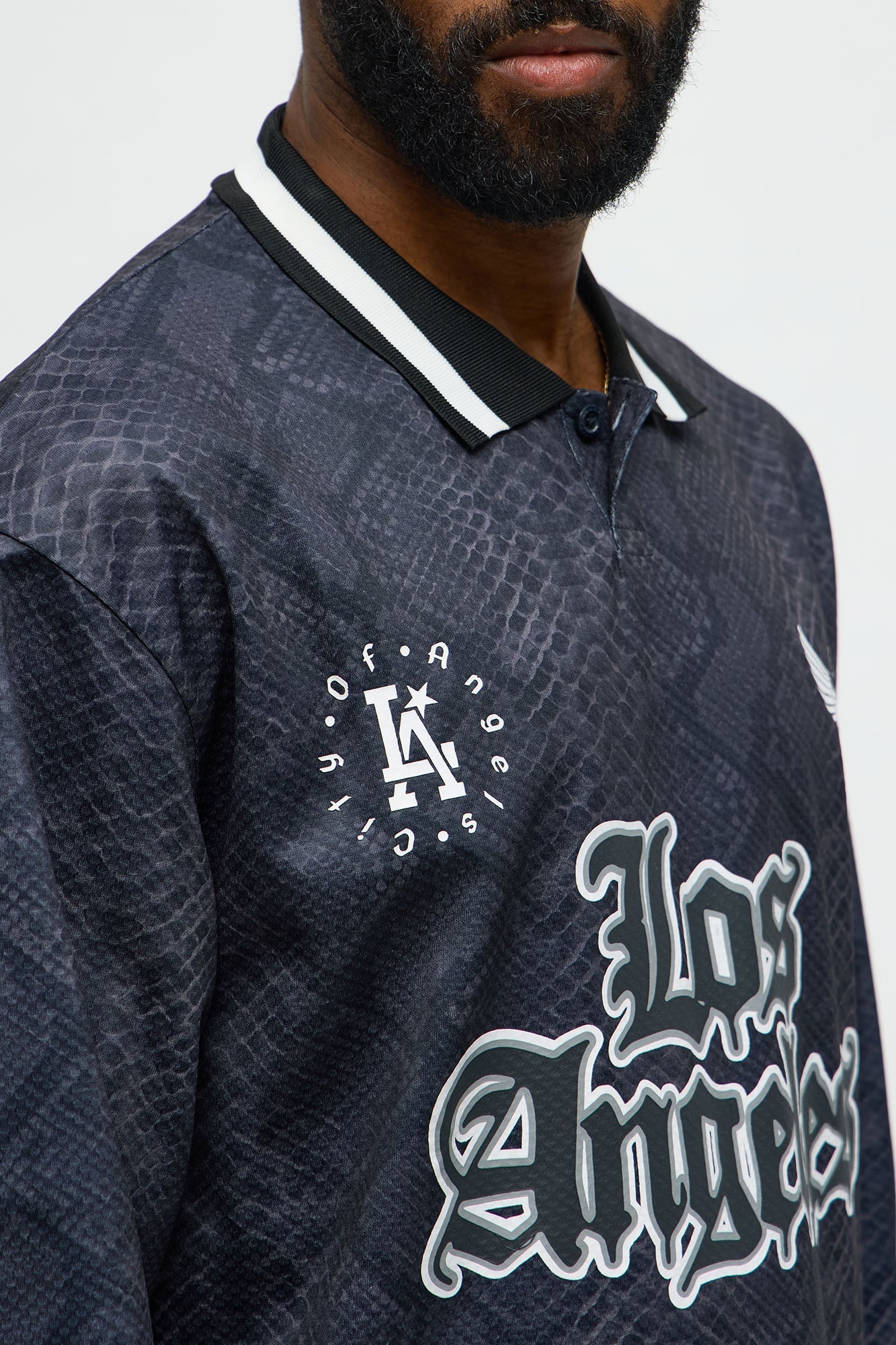 Los Angeles Long Sleeve Jersey Polo - Black