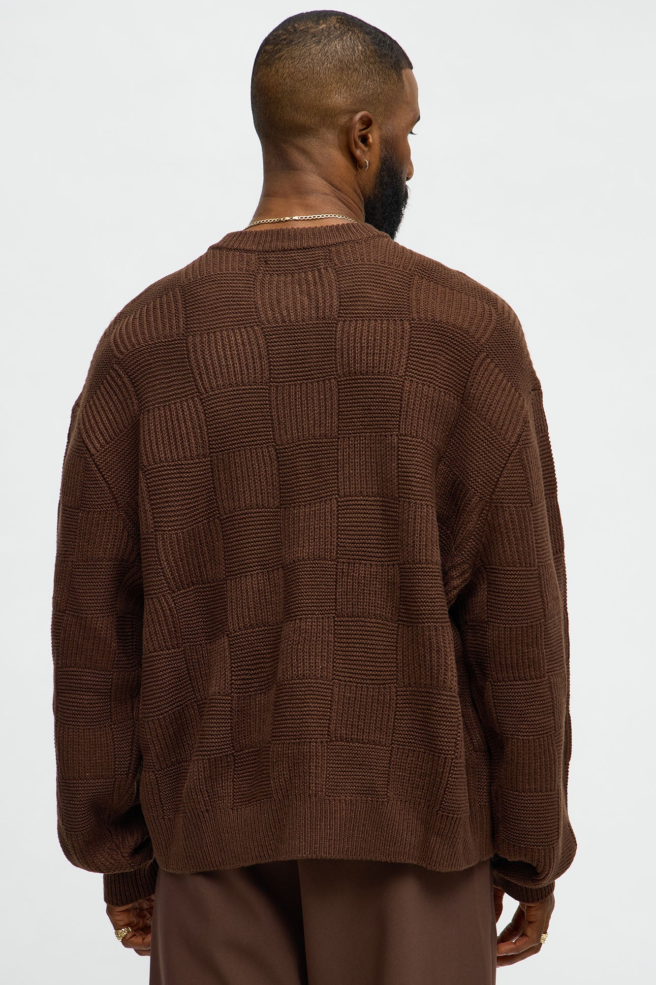 Cropped Hearth And Hem 3 Button Sweater - Brown