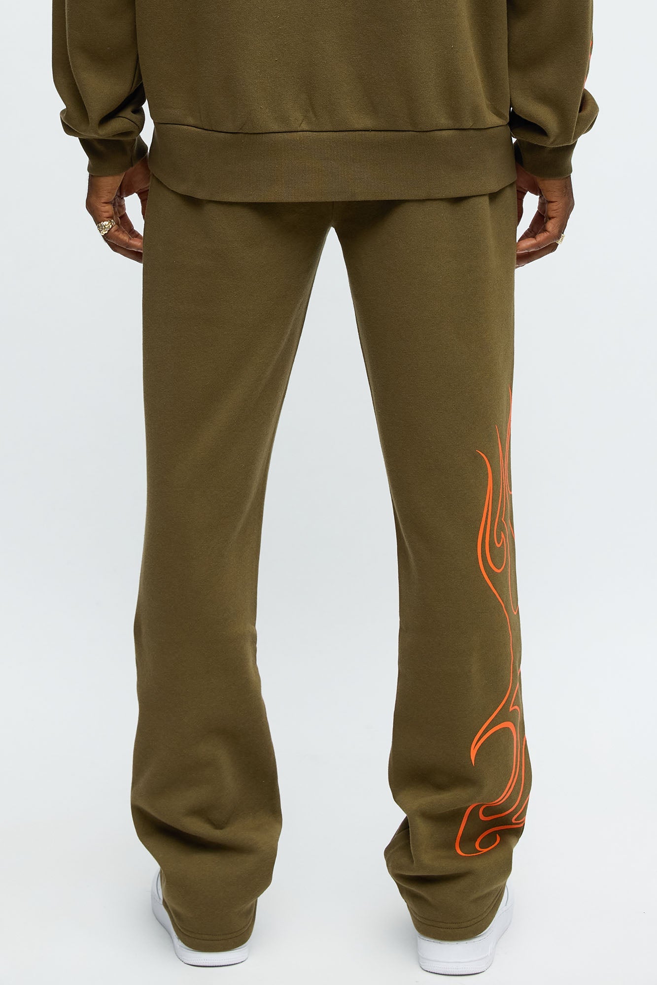 Von Dutch Fire Logo Baggy Sweatpants - Olive