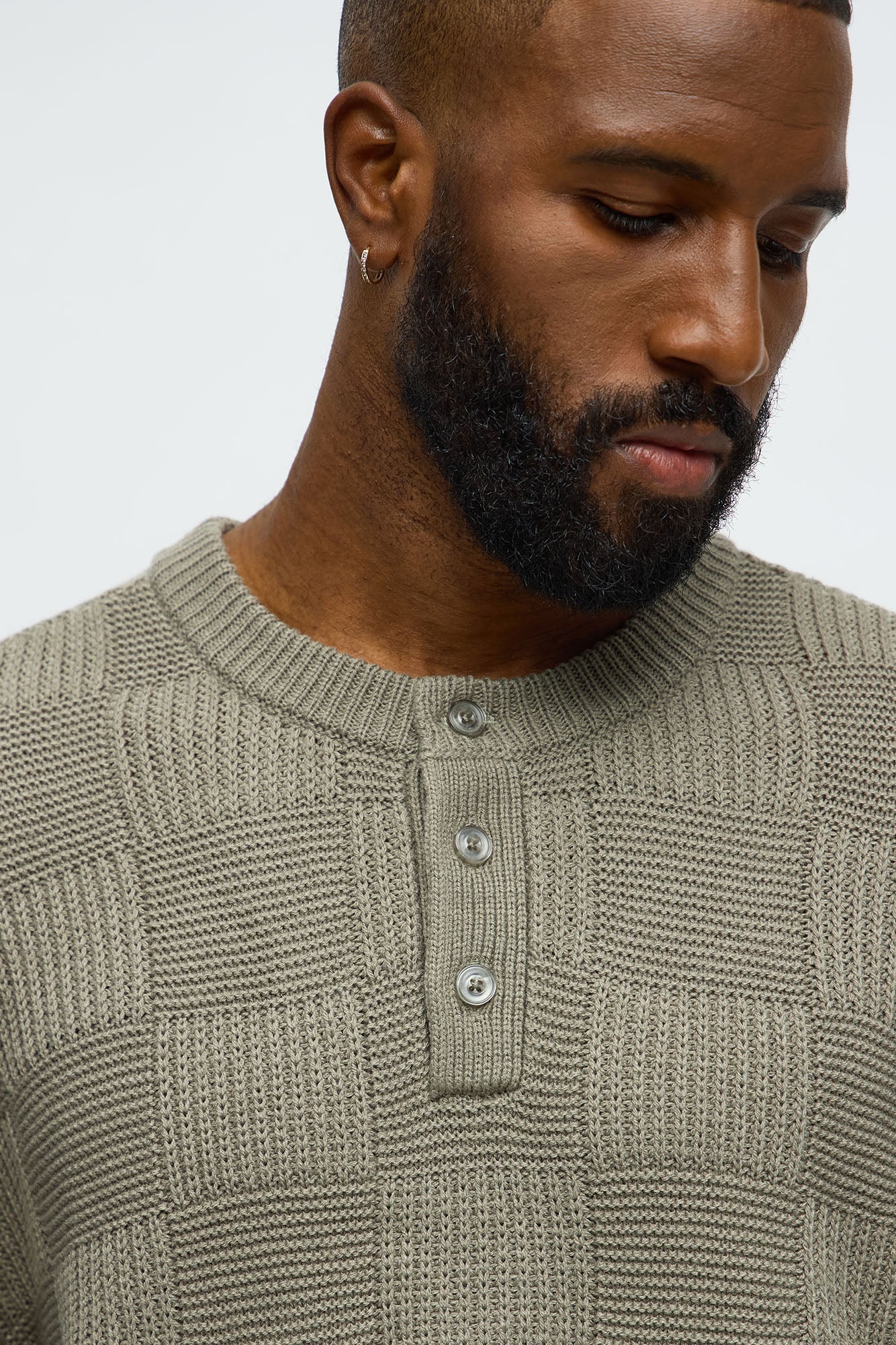 Cropped Hearth And Hem 3 Button Sweater - Green