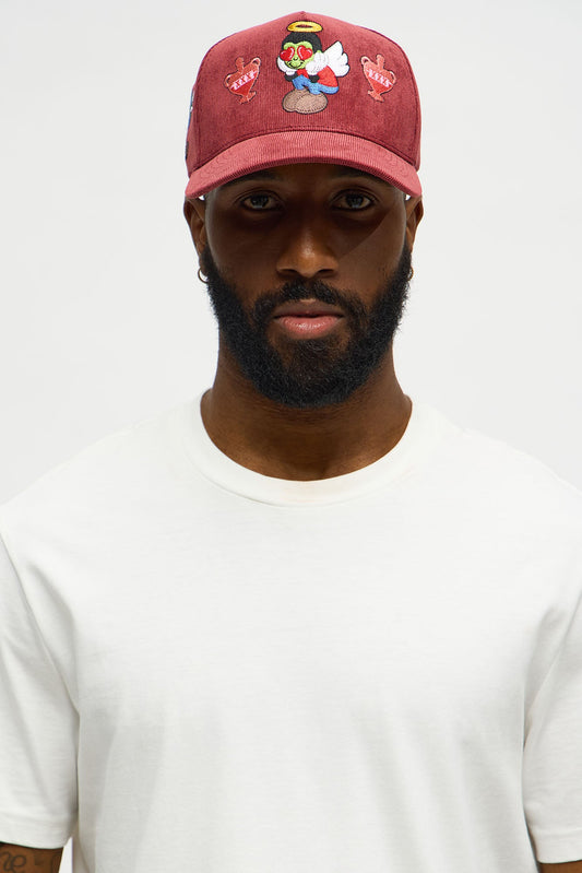 Love Sight Corduroy Snapback Hat - Burgundy