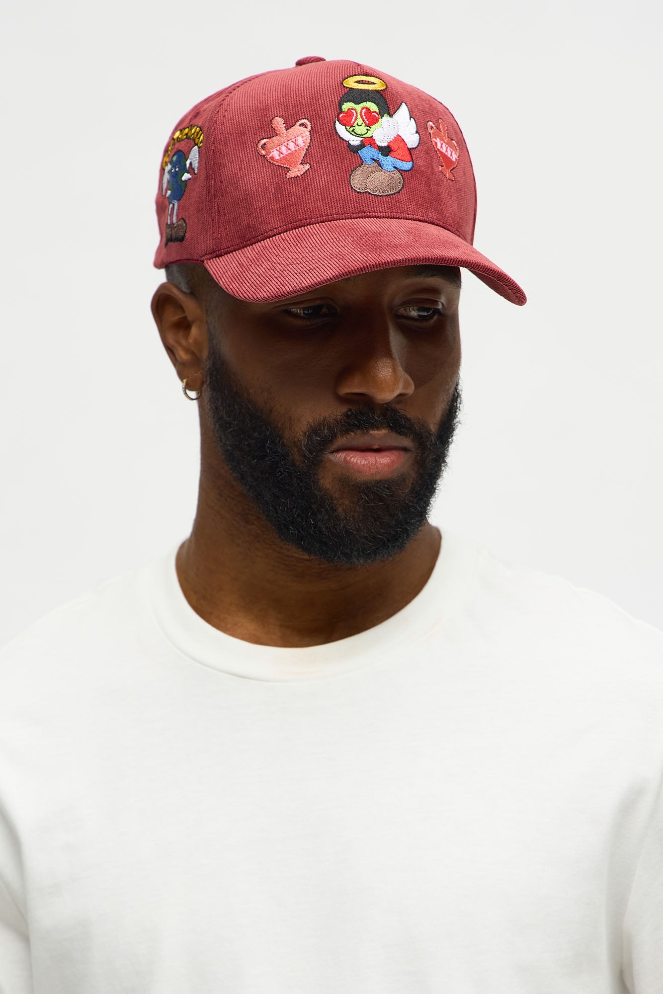 Love Sight Corduroy Snapback Hat - Burgundy