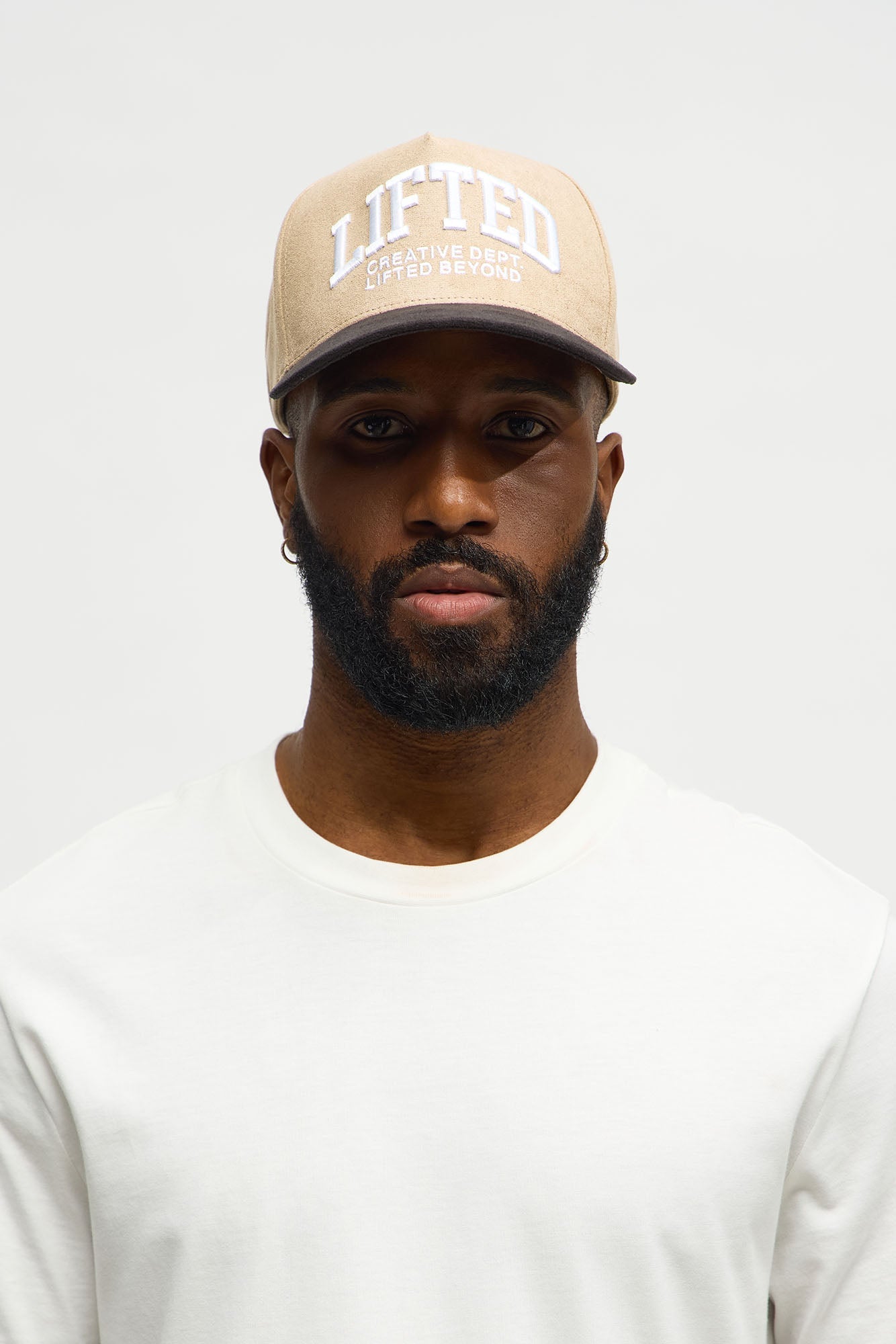 Lifted Two Tone Faux Suede Structured Snapback Hat - Brown/combo