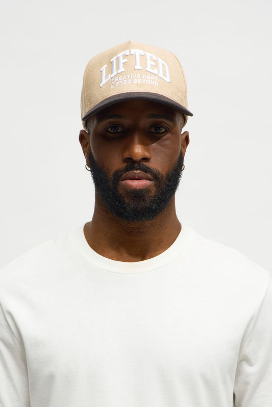 Lifted Two Tone Faux Suede Structured Snapback Hat - Brown/combo