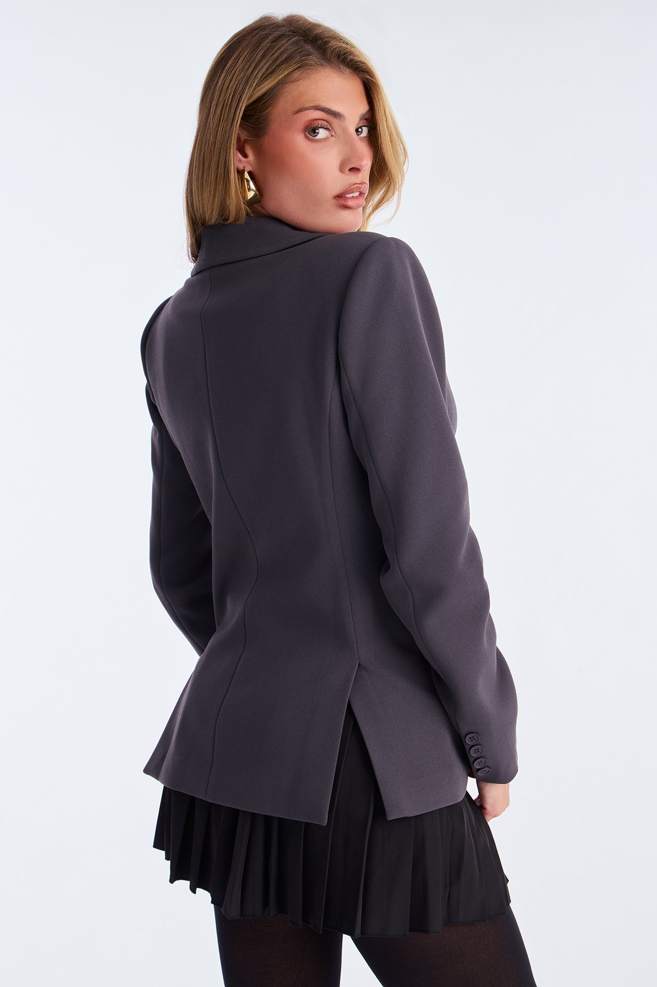 Goal Getter Double Breasted Blazer - Charcoal