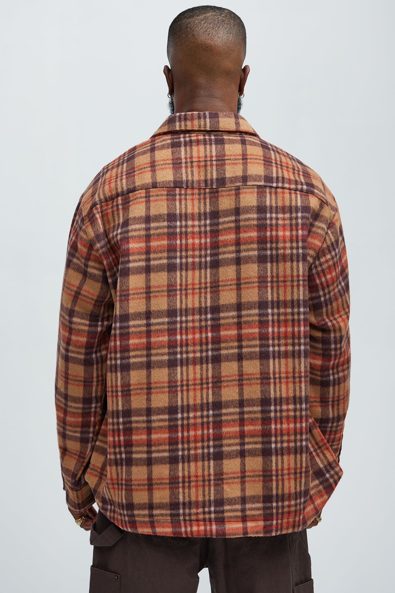Come See Me Plaid Shacket - Brown