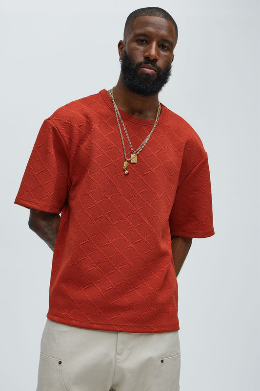 Lingo Textured Relaxed Tee - Rust