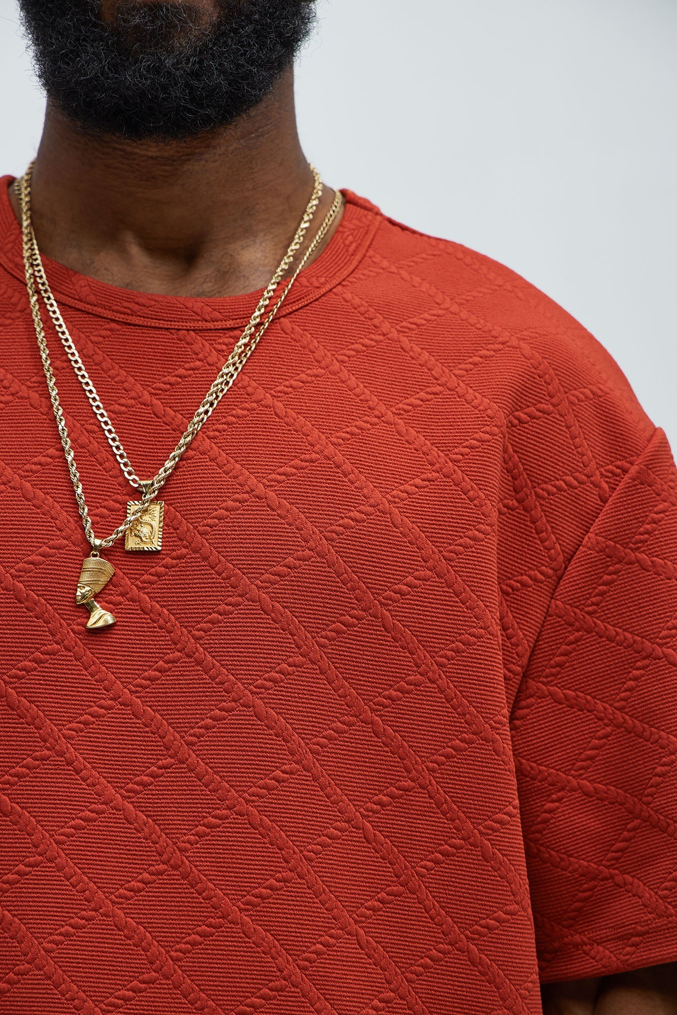 Lingo Textured Relaxed Tee - Rust