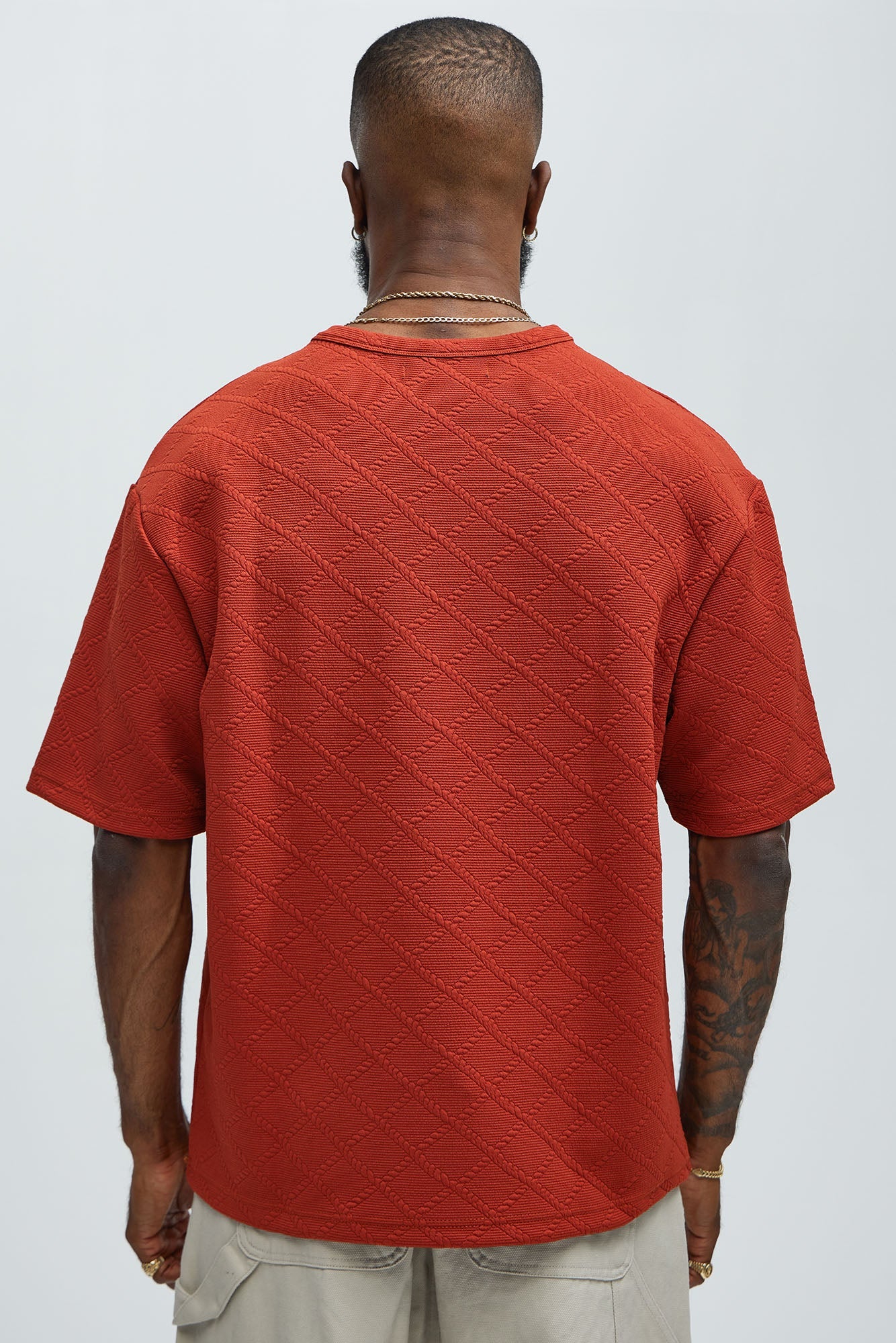 Lingo Textured Relaxed Tee - Rust