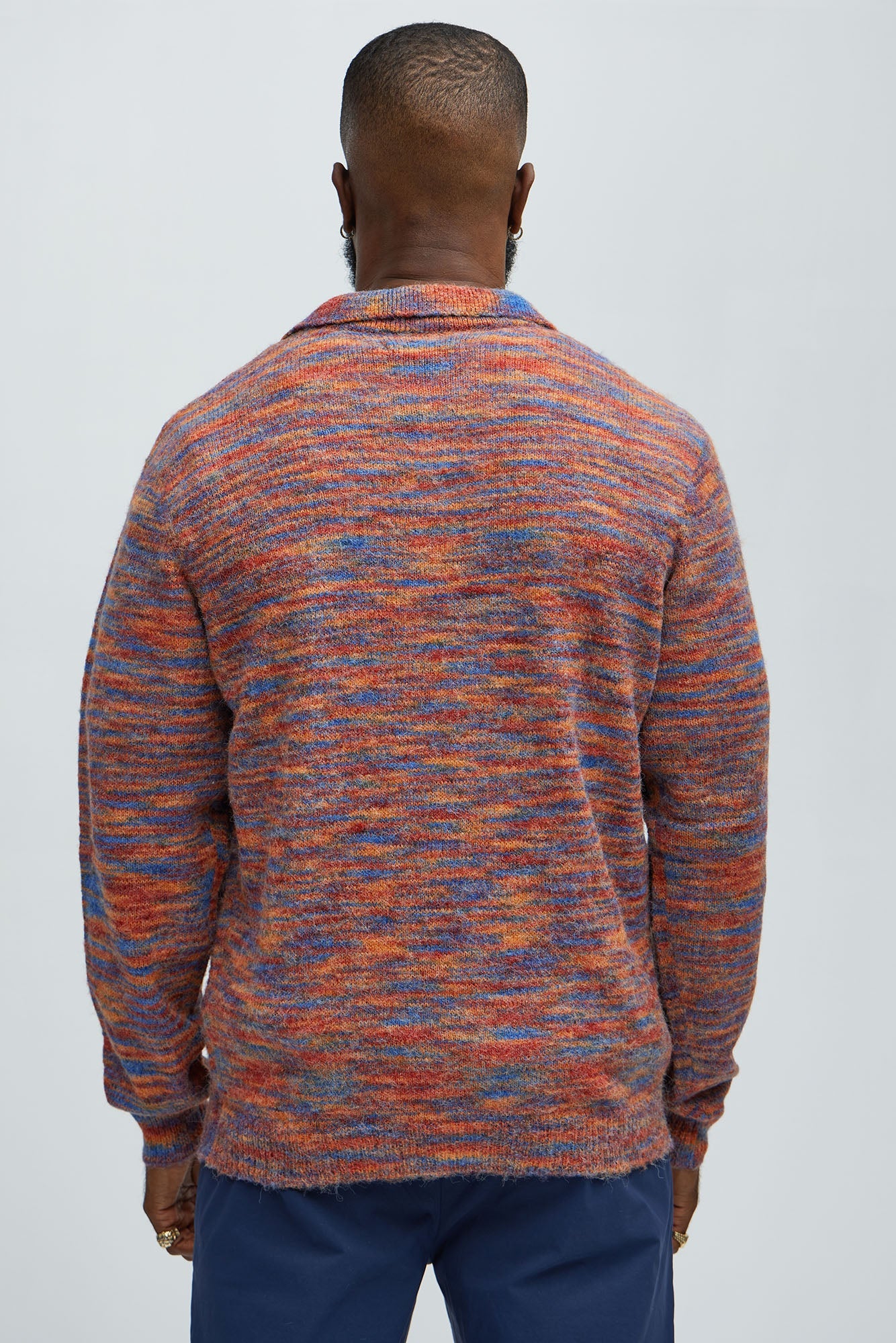 Blinded Mohair Johnny Collar Sweater - Red/combo