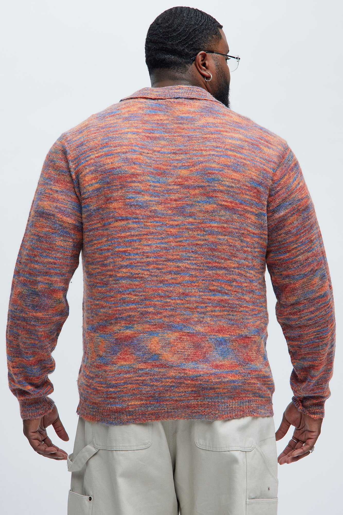 Blinded Mohair Johnny Collar Sweater - Red/combo