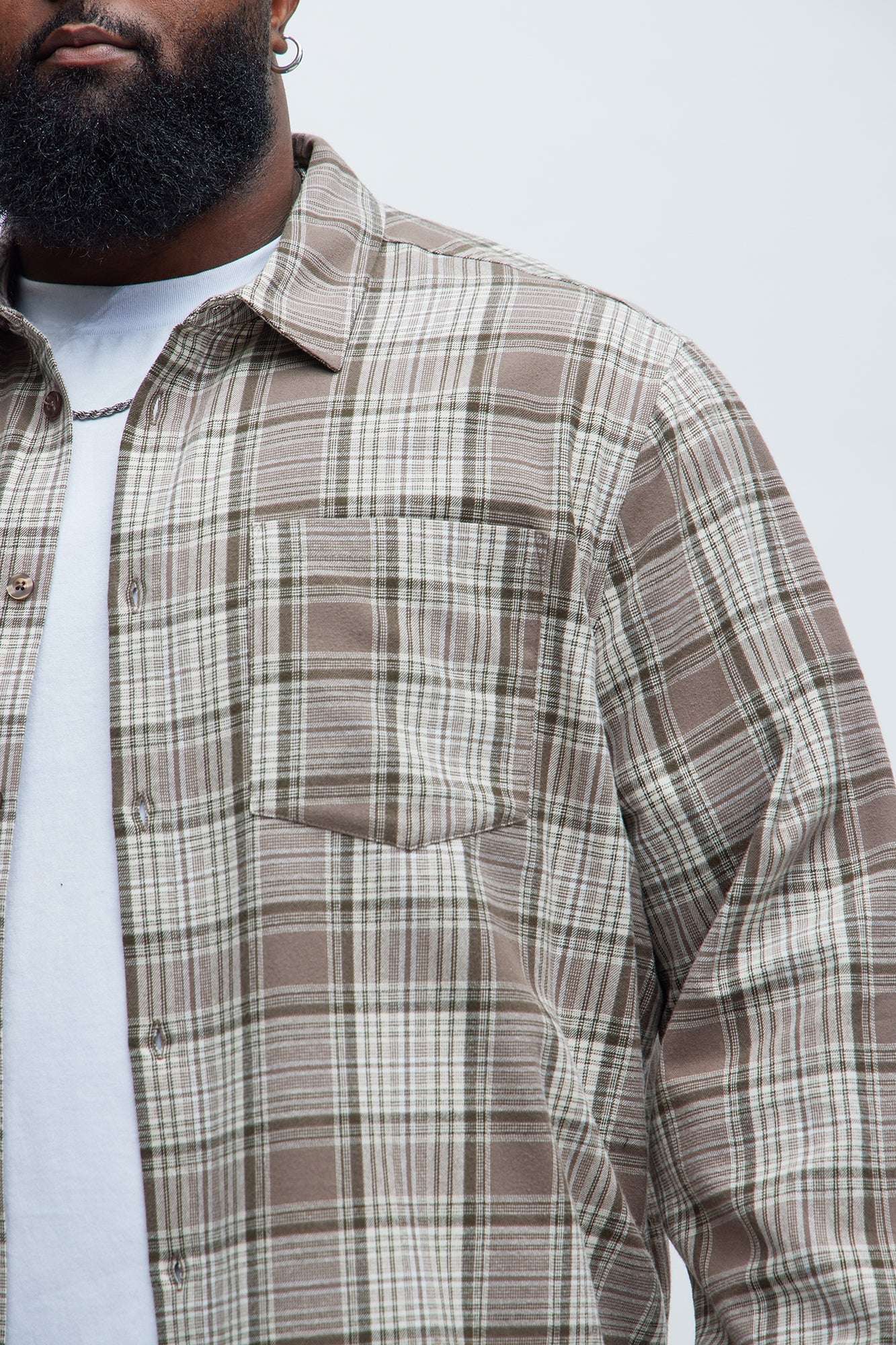 Delano Cropped Plaid Shirt - Taupe/combo