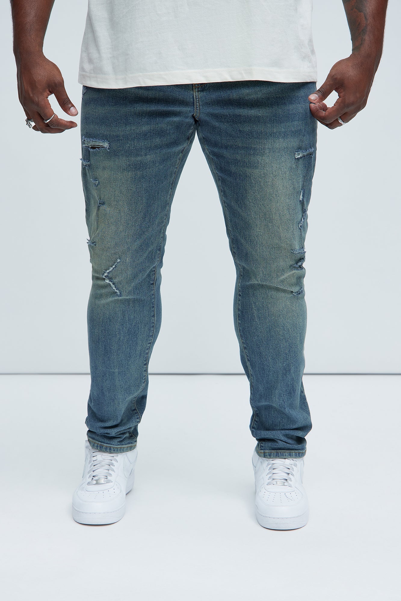Look At Me Stacked Skinny Jeans - Vintage Blue Wash