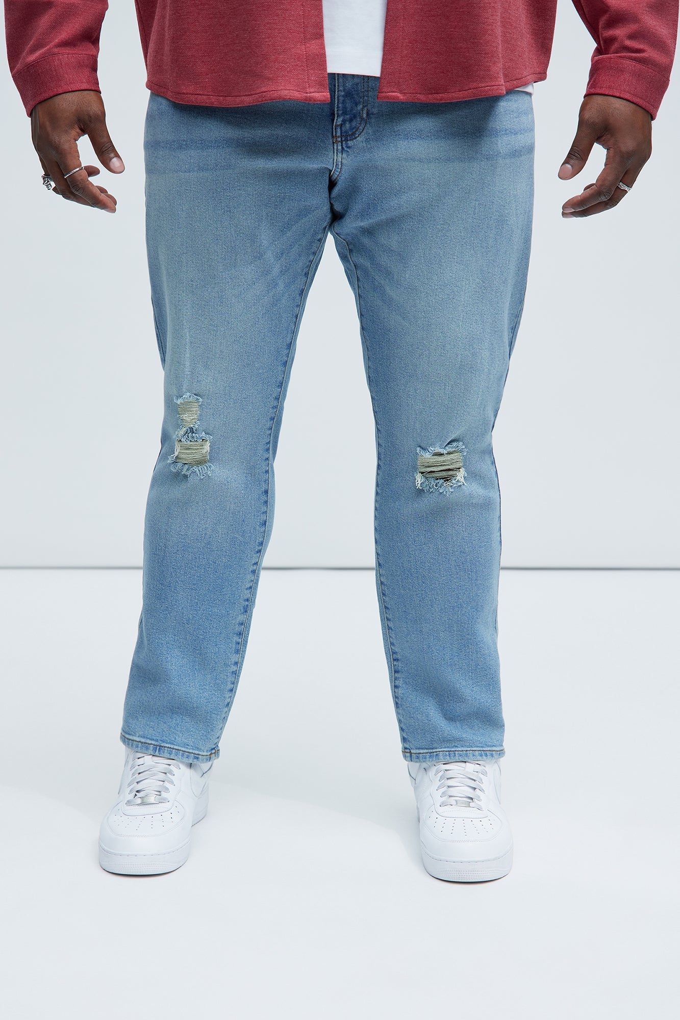Cornell Distressed Slim Jeans - Light Wash