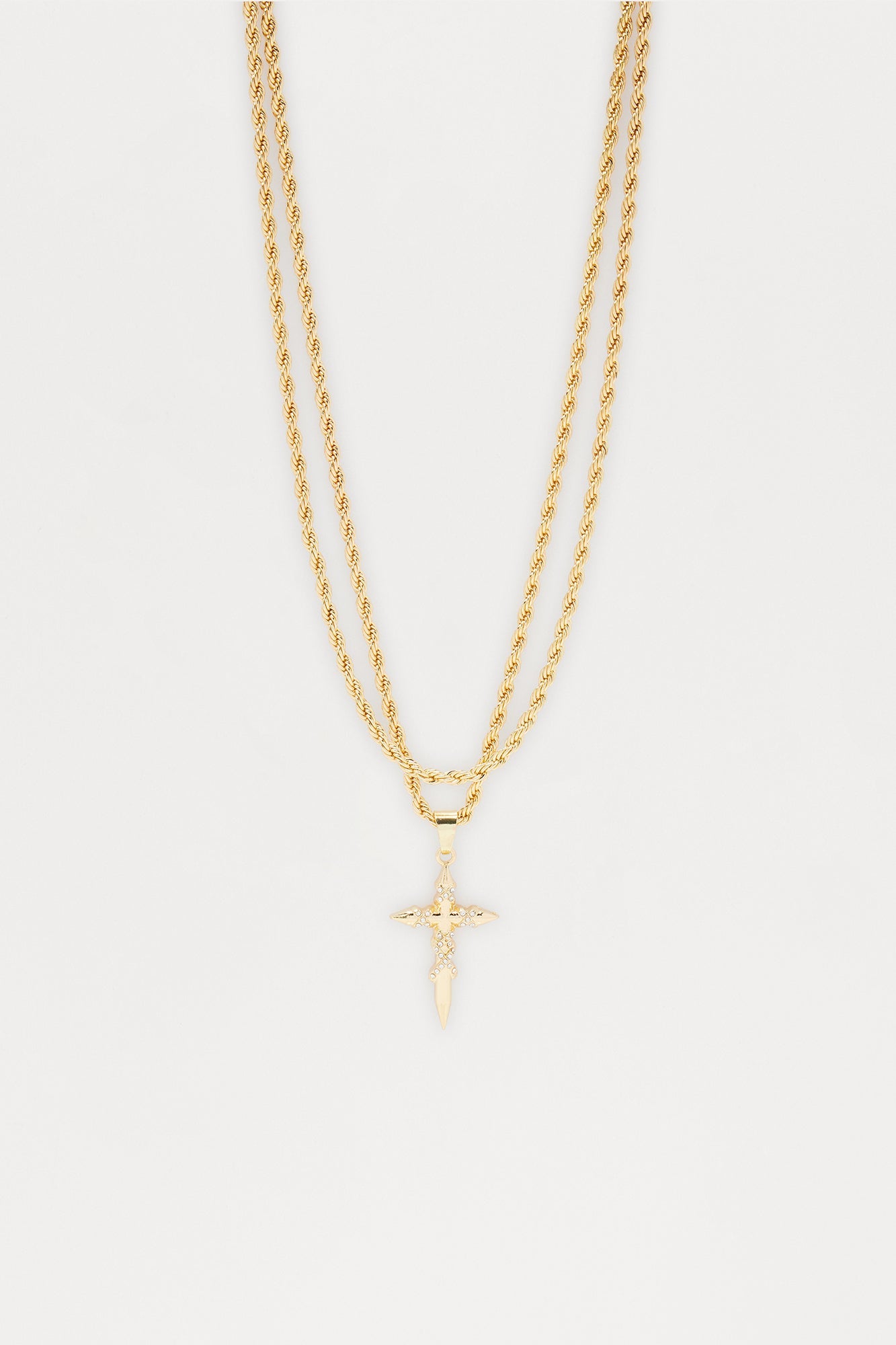 Divine Cross Necklace Set - Gold