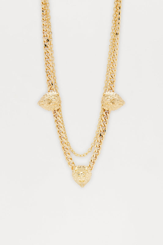 Lion Link Necklace Set - Gold