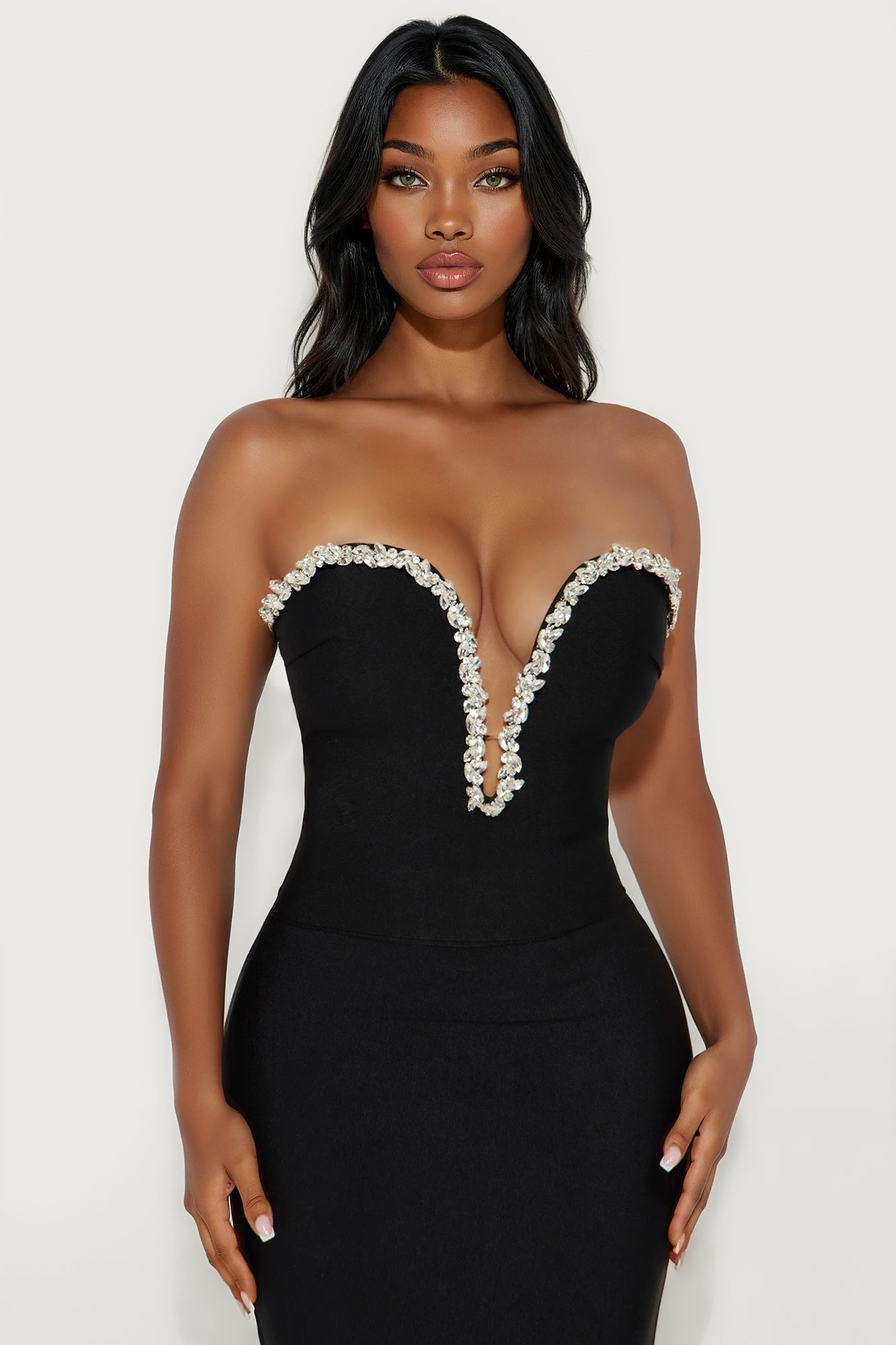 Sweetest Heart Embellished Bandage Top - Black