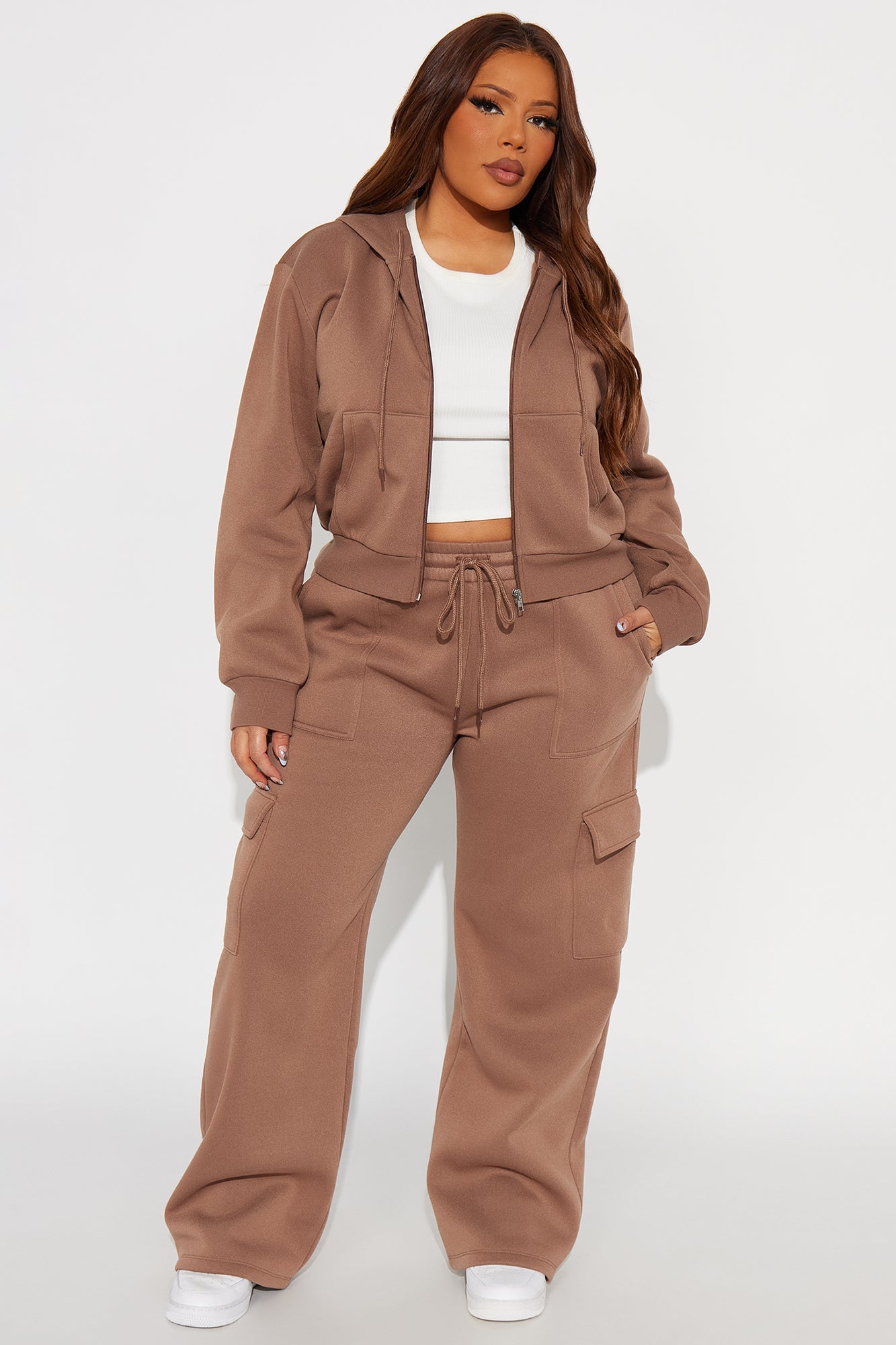 Kinsley Cropped Hoodie - Brown