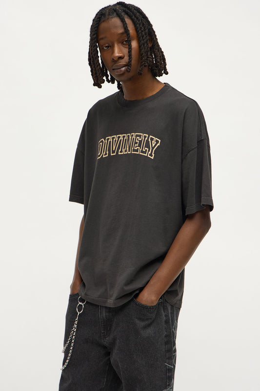 Divinely Protected Oversized Short Sleeve Tee - Black Wash