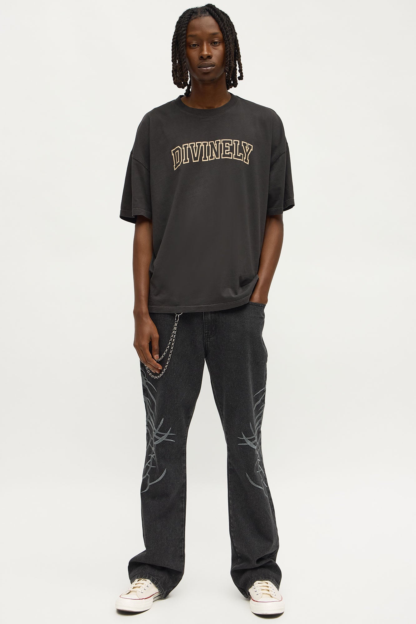 Divinely Protected Oversized Short Sleeve Tee - Black Wash