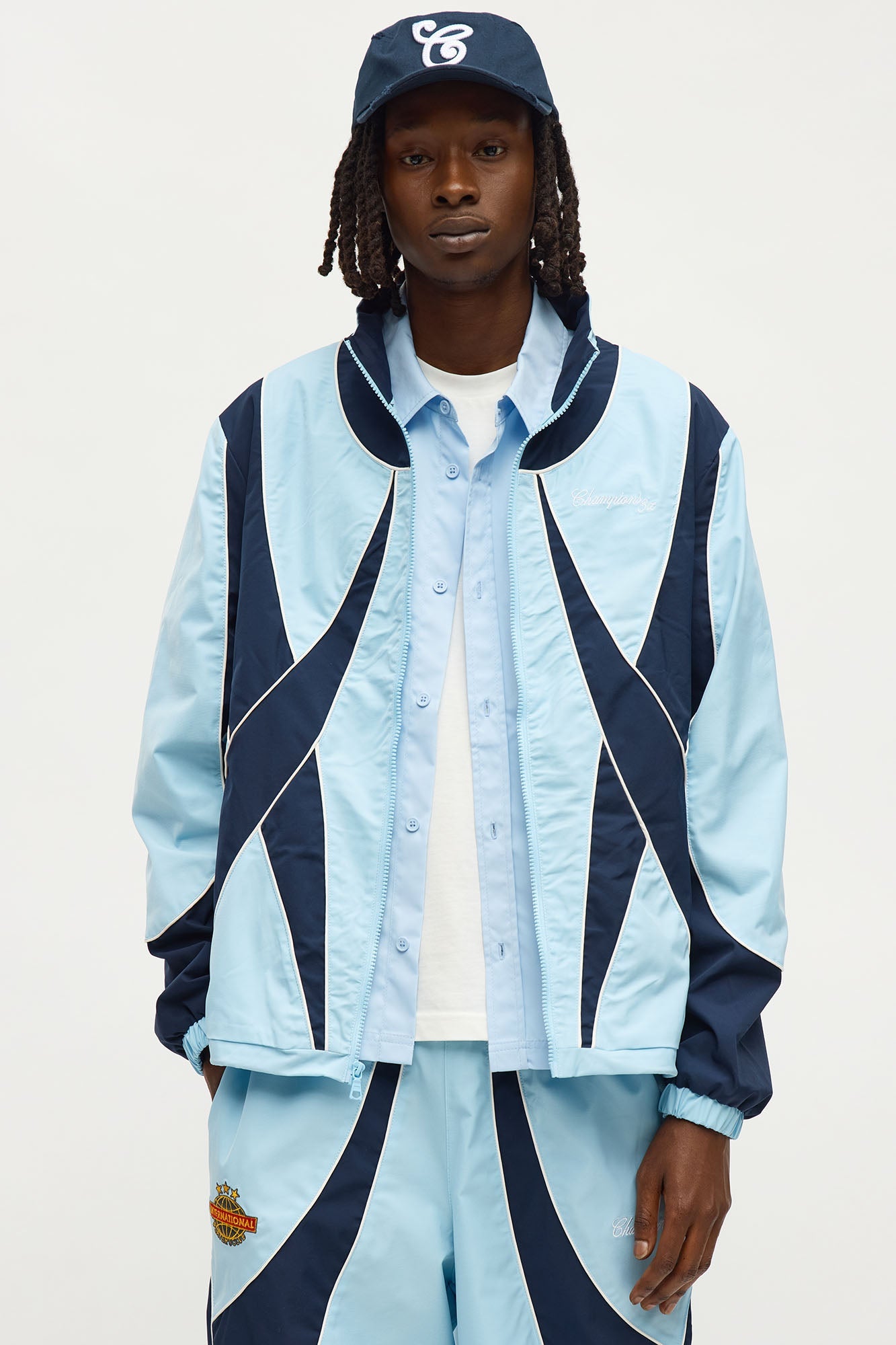 International Champions Color Blocked Windbreaker Jacket - Blue/combo