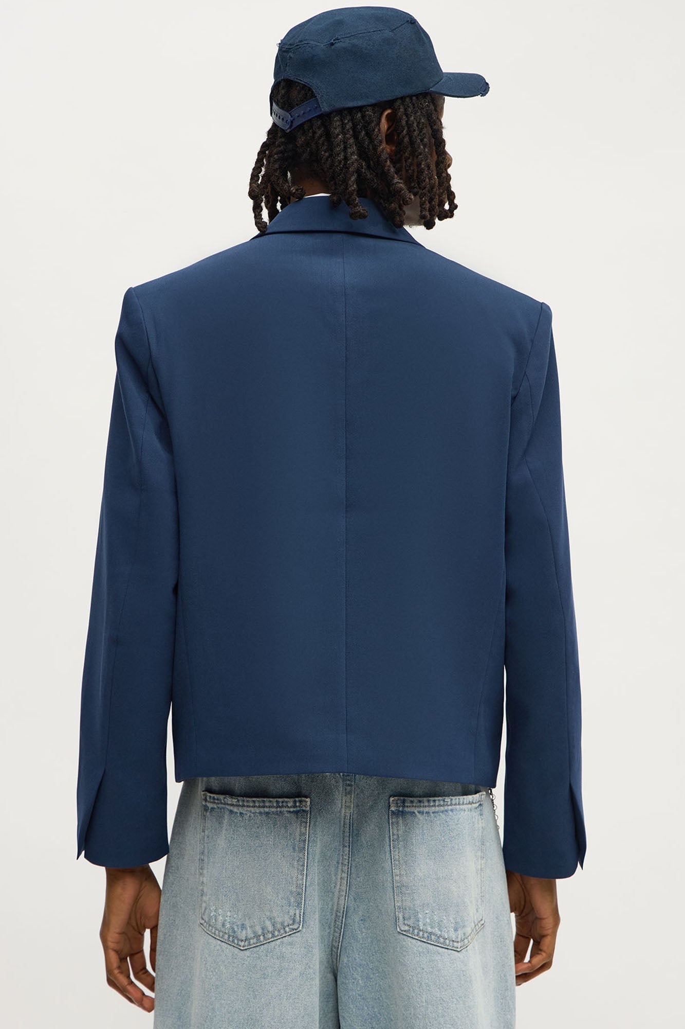 Ronan Cropped Double Breasted Blazer - Navy