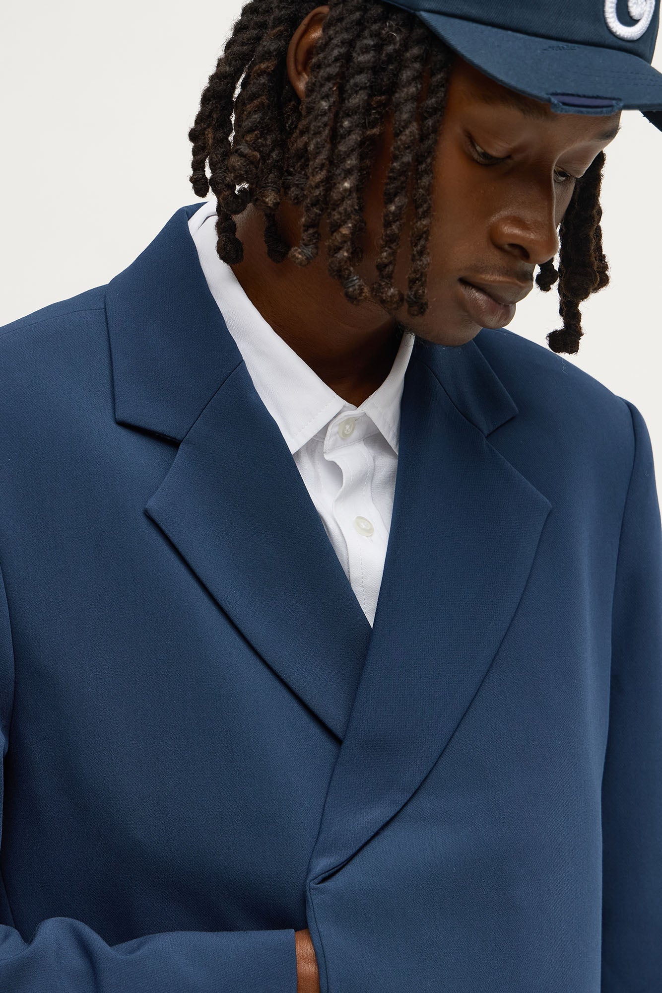 Ronan Cropped Double Breasted Blazer - Navy