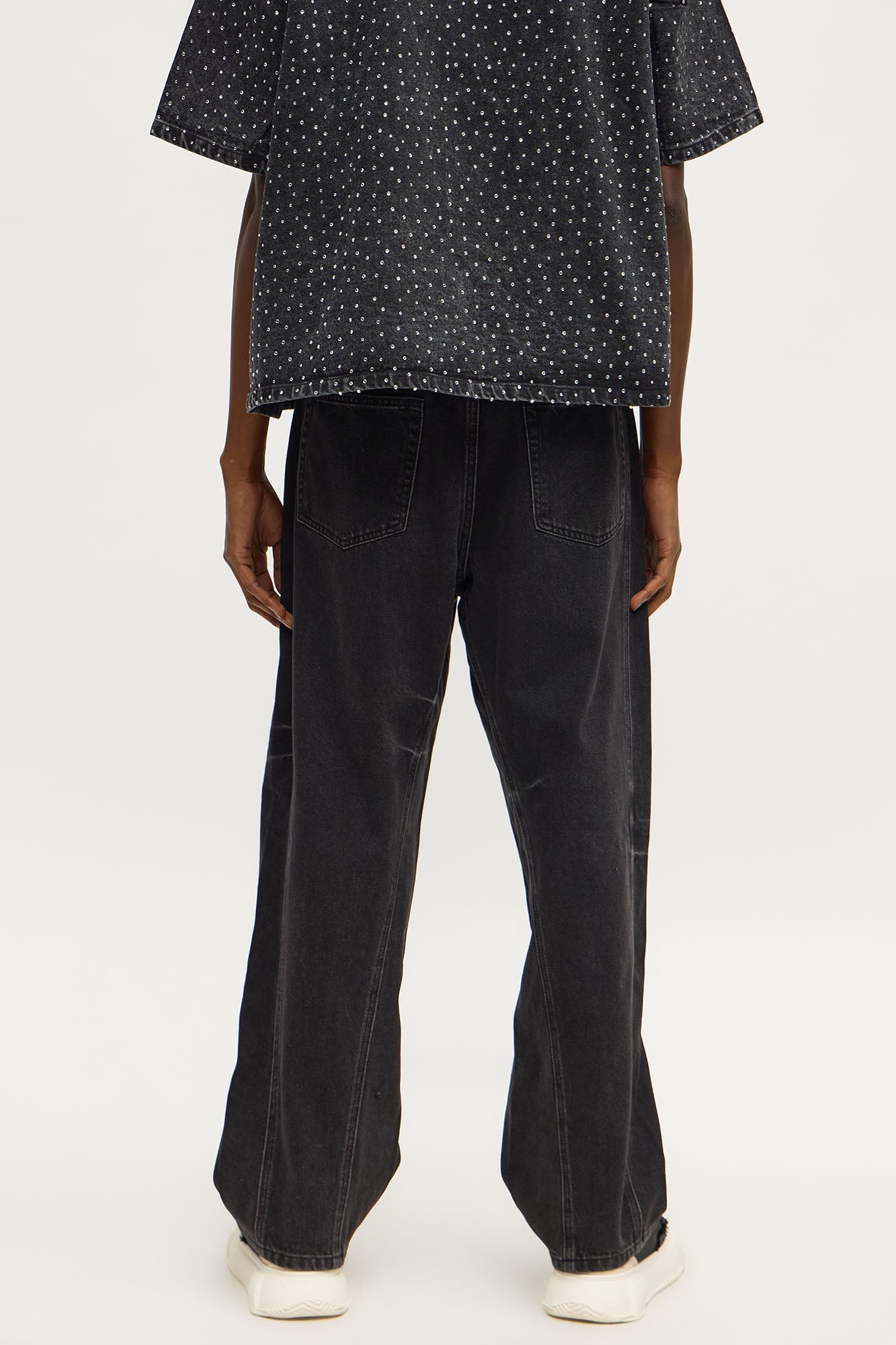 Baggy More Than One Seam Distressed Jean - Black Wash