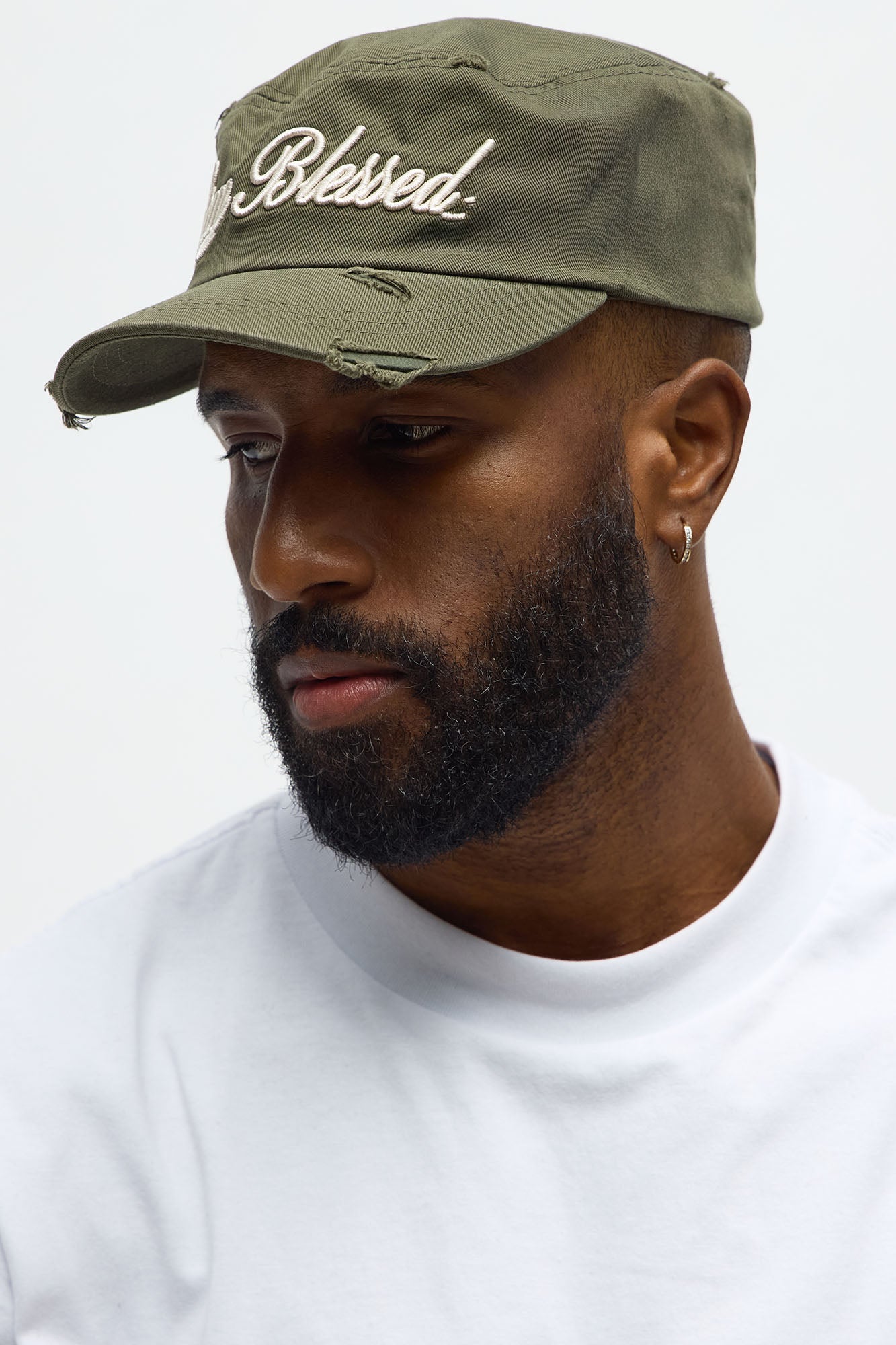 Stay Blessed Denim Painters Snapback Hat - Olive