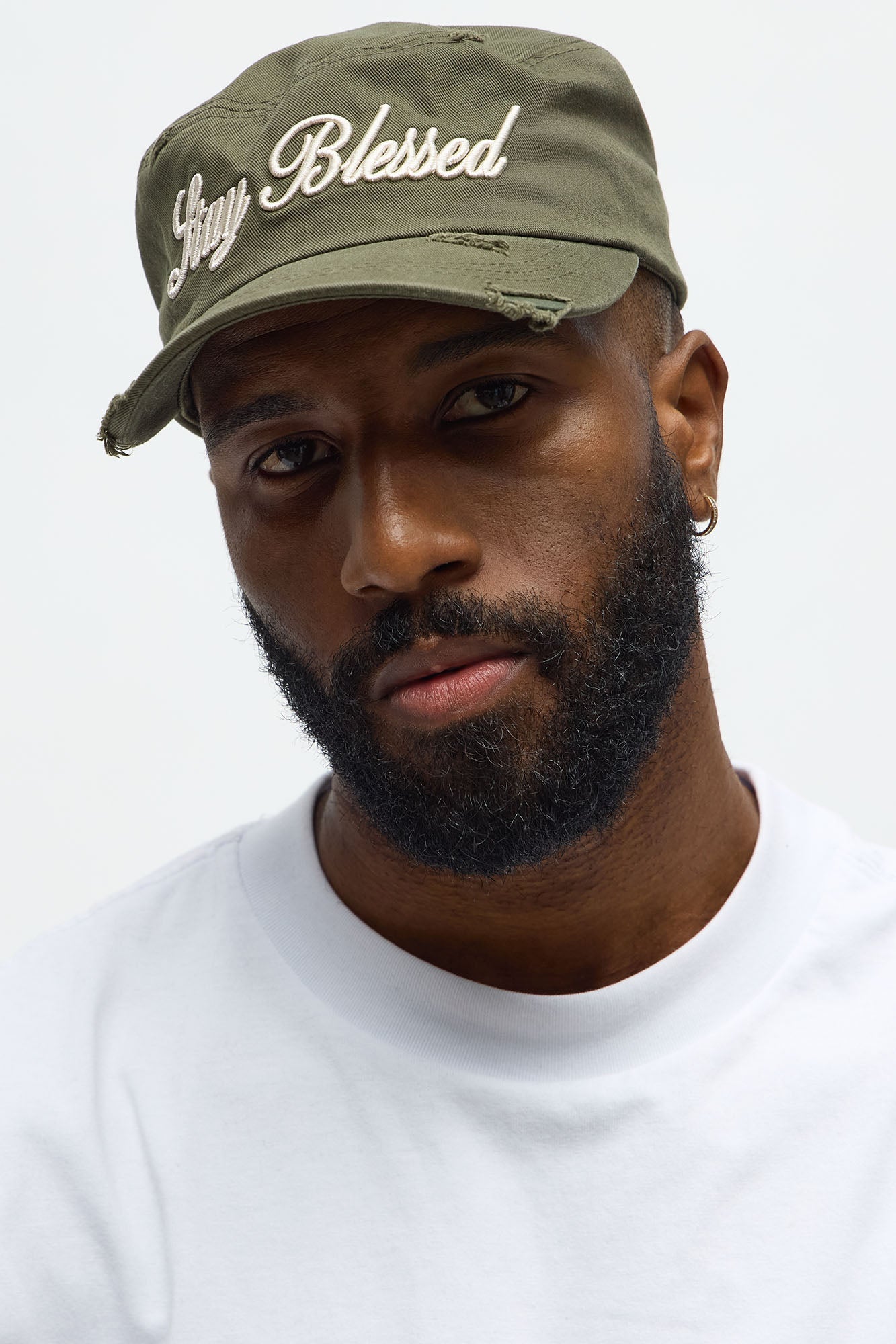 Stay Blessed Denim Painters Snapback Hat - Olive