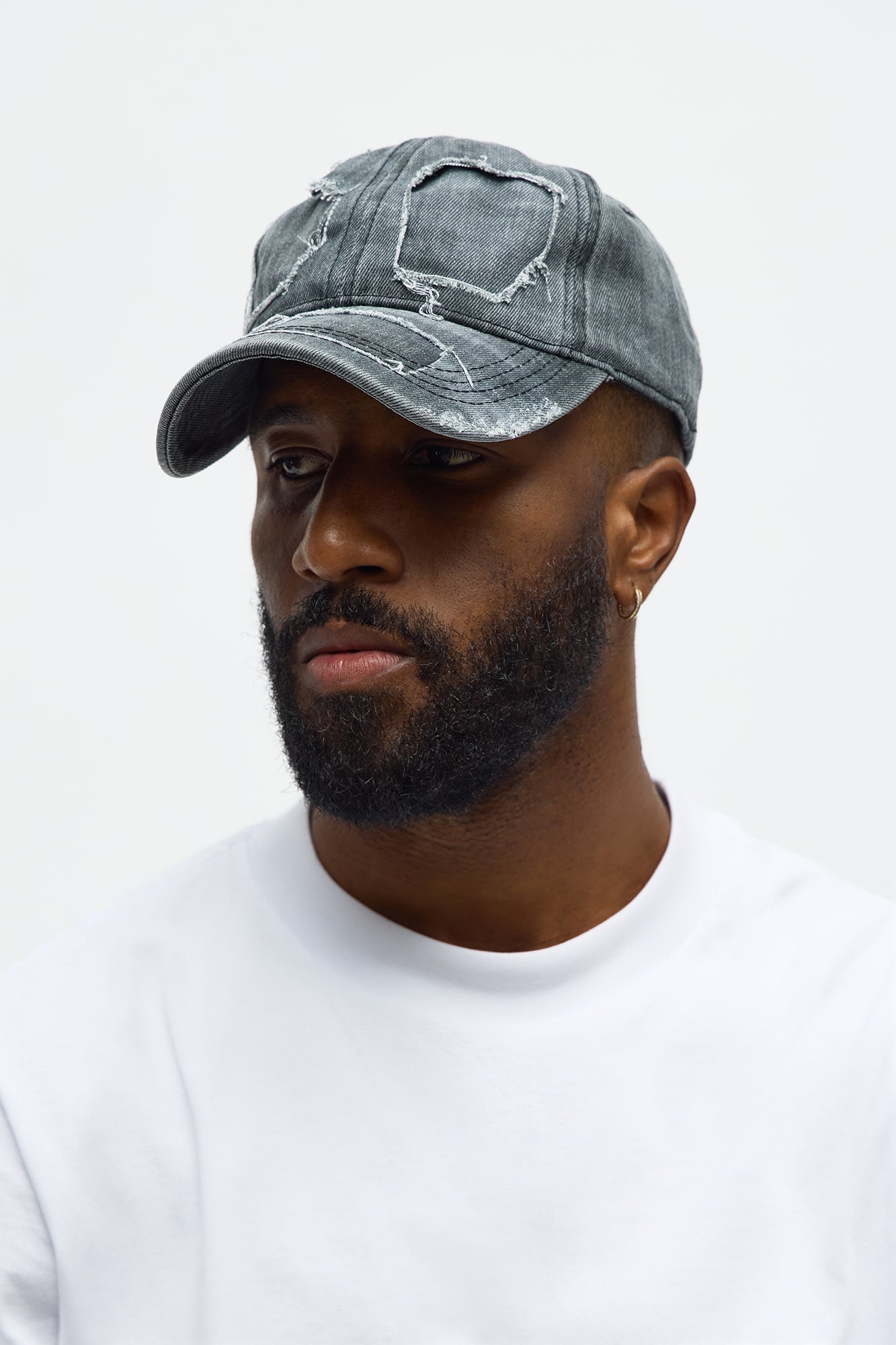 Distressed Vintage Wash Baseball Hat - Dark Grey