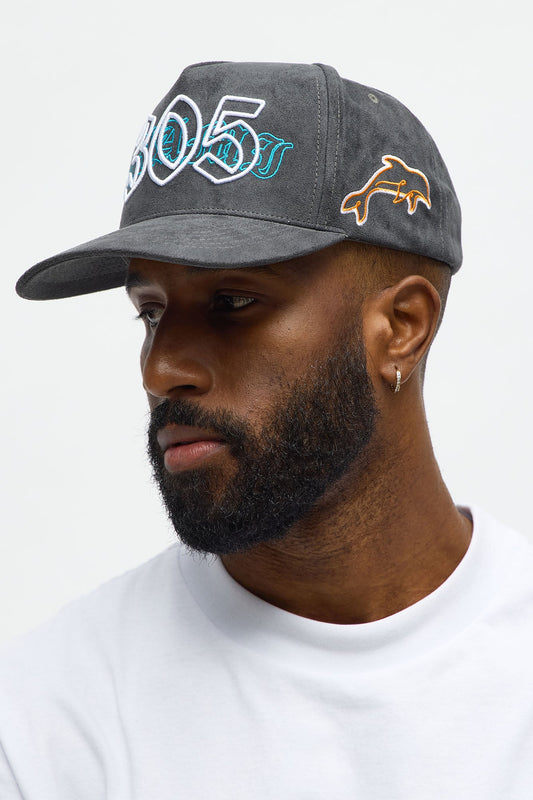 Miami Embroidered Structured Snapback Hat - Black