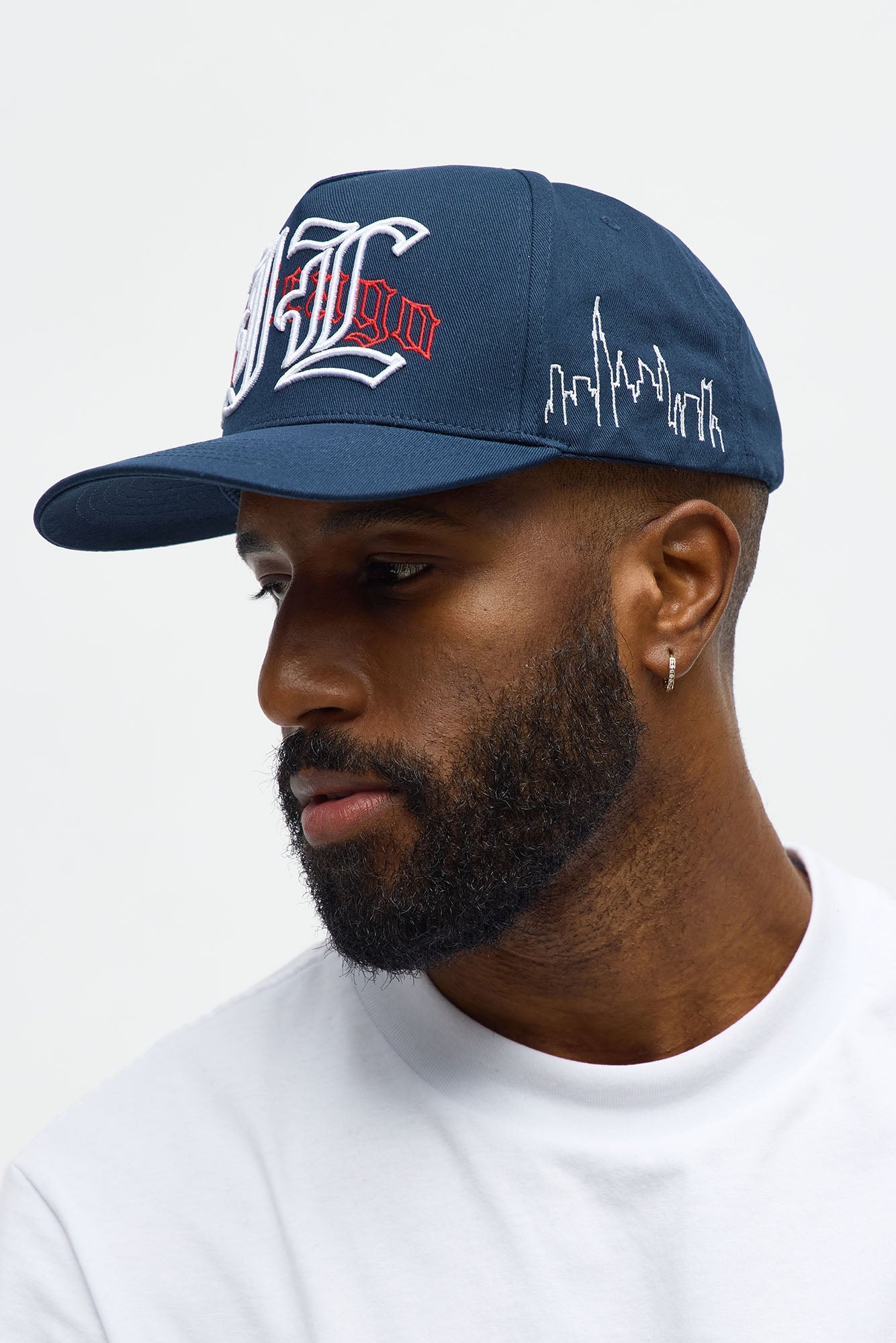 Chicago Embroidered Structured Snapback Hat - Navy