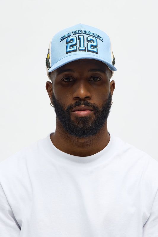 Concrete Sunflower Structured Snapback Hats - Blue/combo