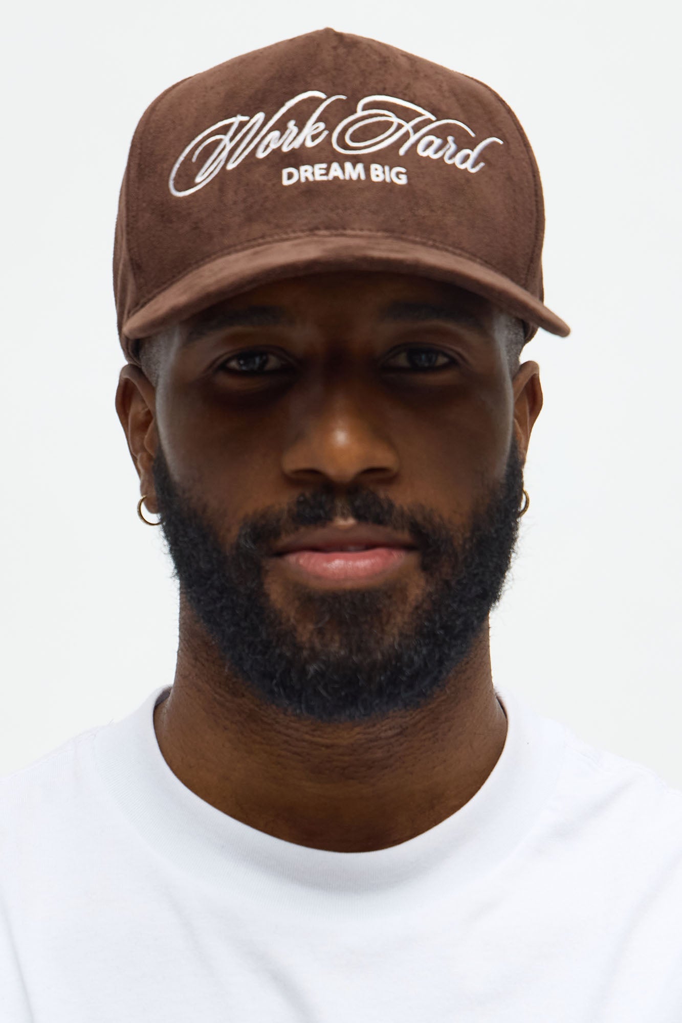 Work Hard Faux Suede Structured Snapback Hat - Chocolate