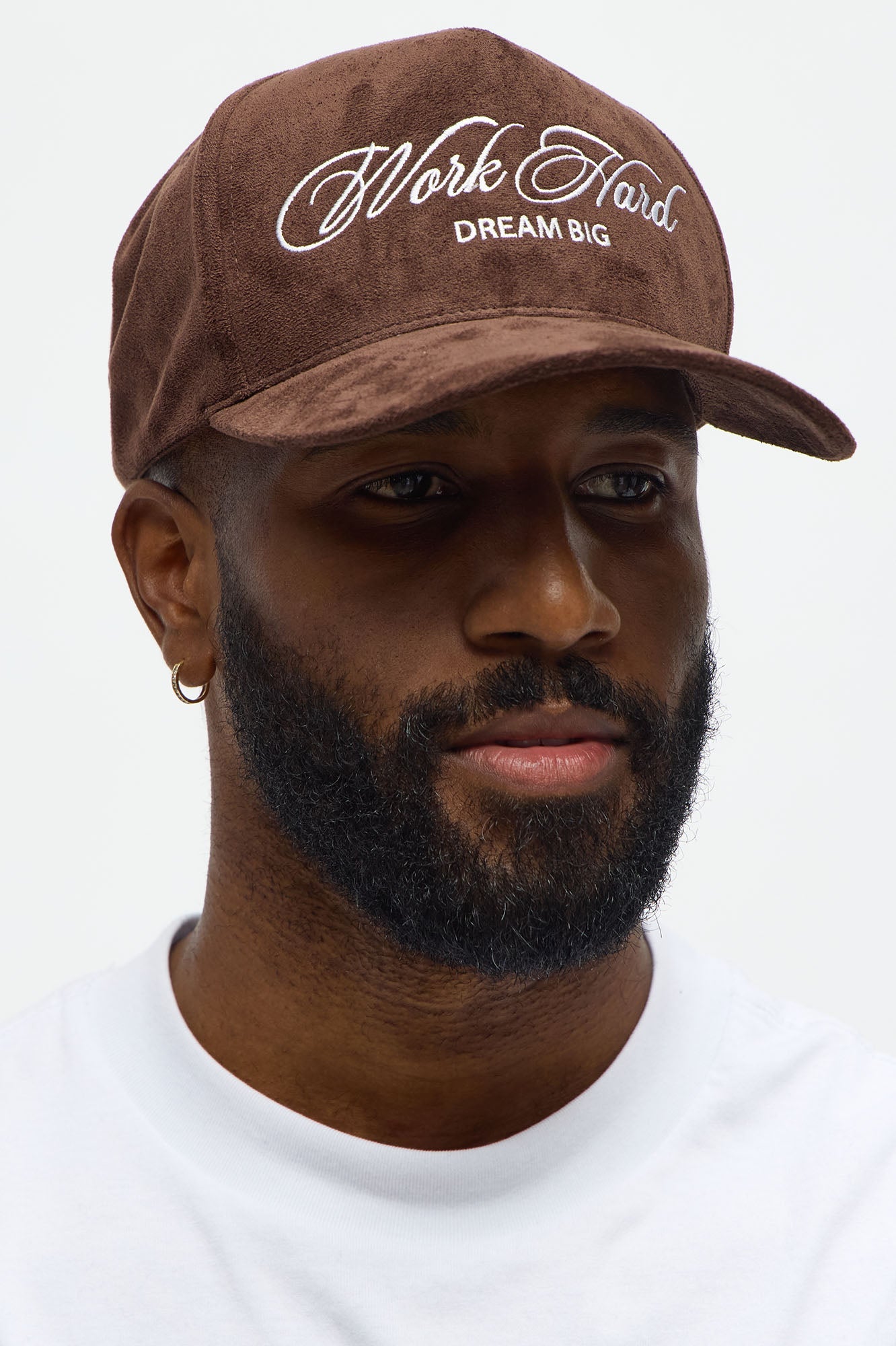 Work Hard Faux Suede Structured Snapback Hat - Chocolate