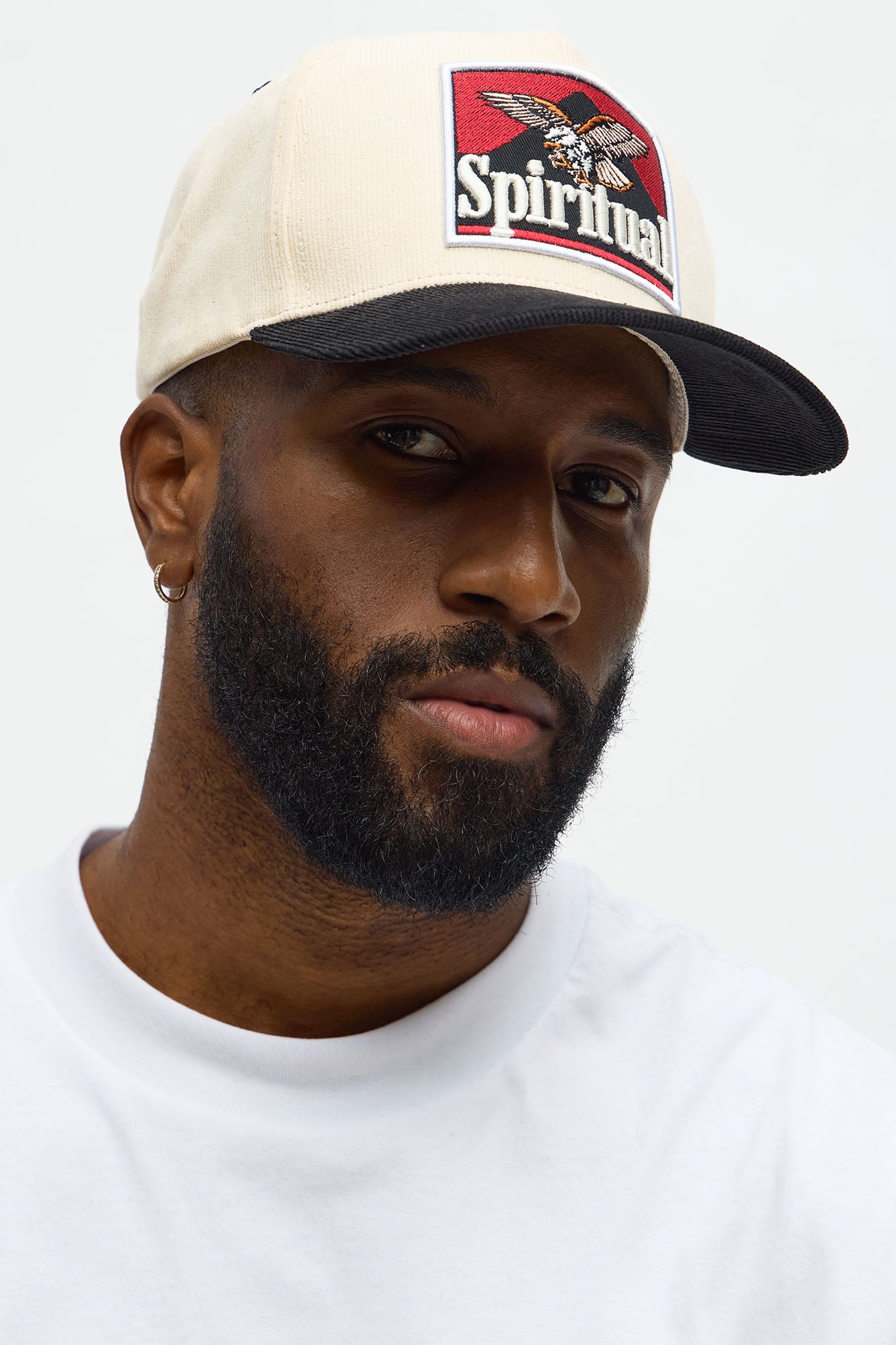 Spiritual Two Tone Faux Suede Structured Snapback Hat - Stone/Combo