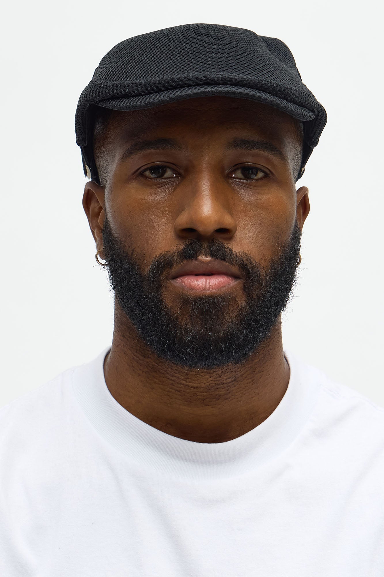 Adjustable Mesh Flat Cap - Black