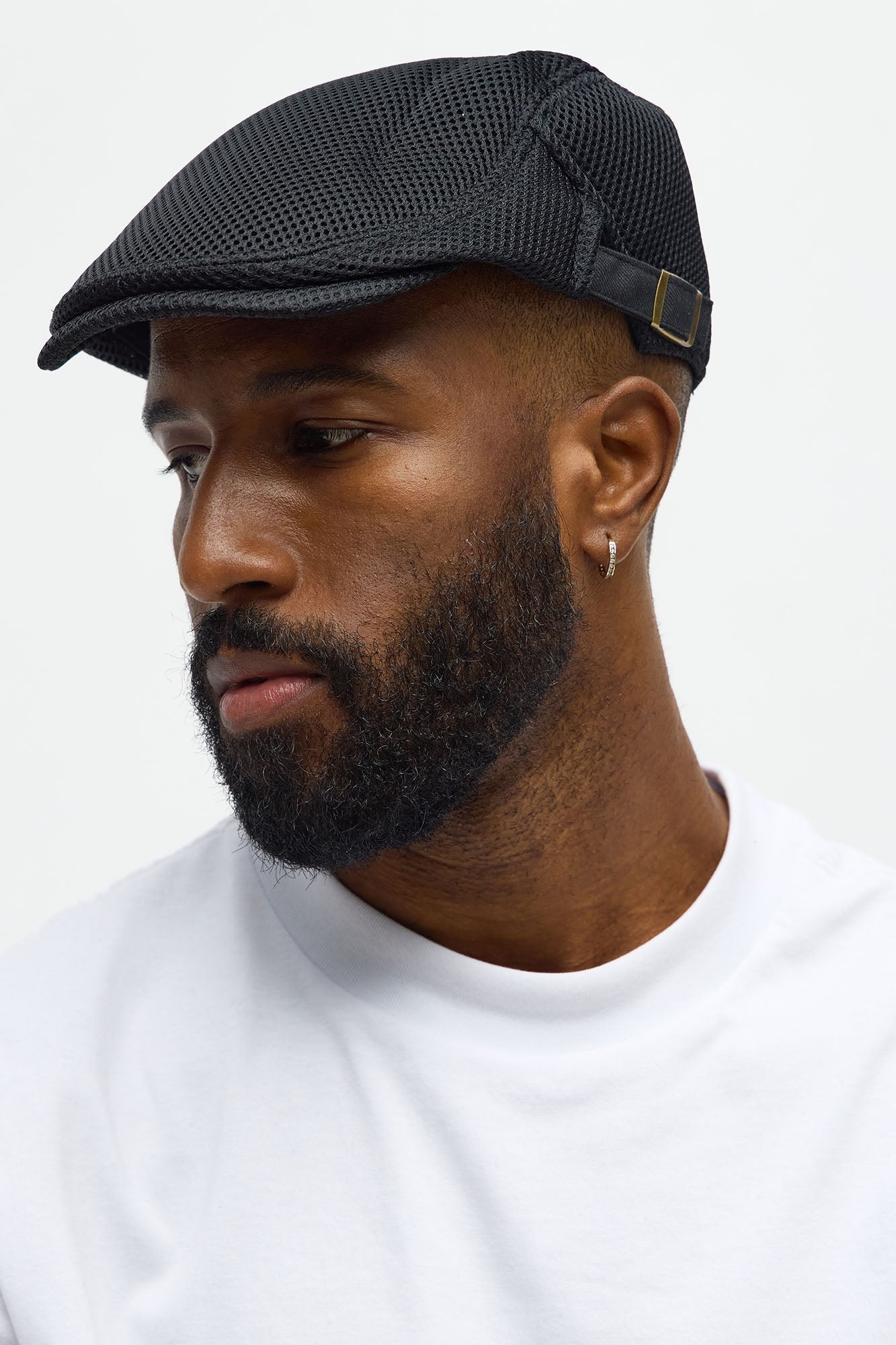 Adjustable Mesh Flat Cap - Black