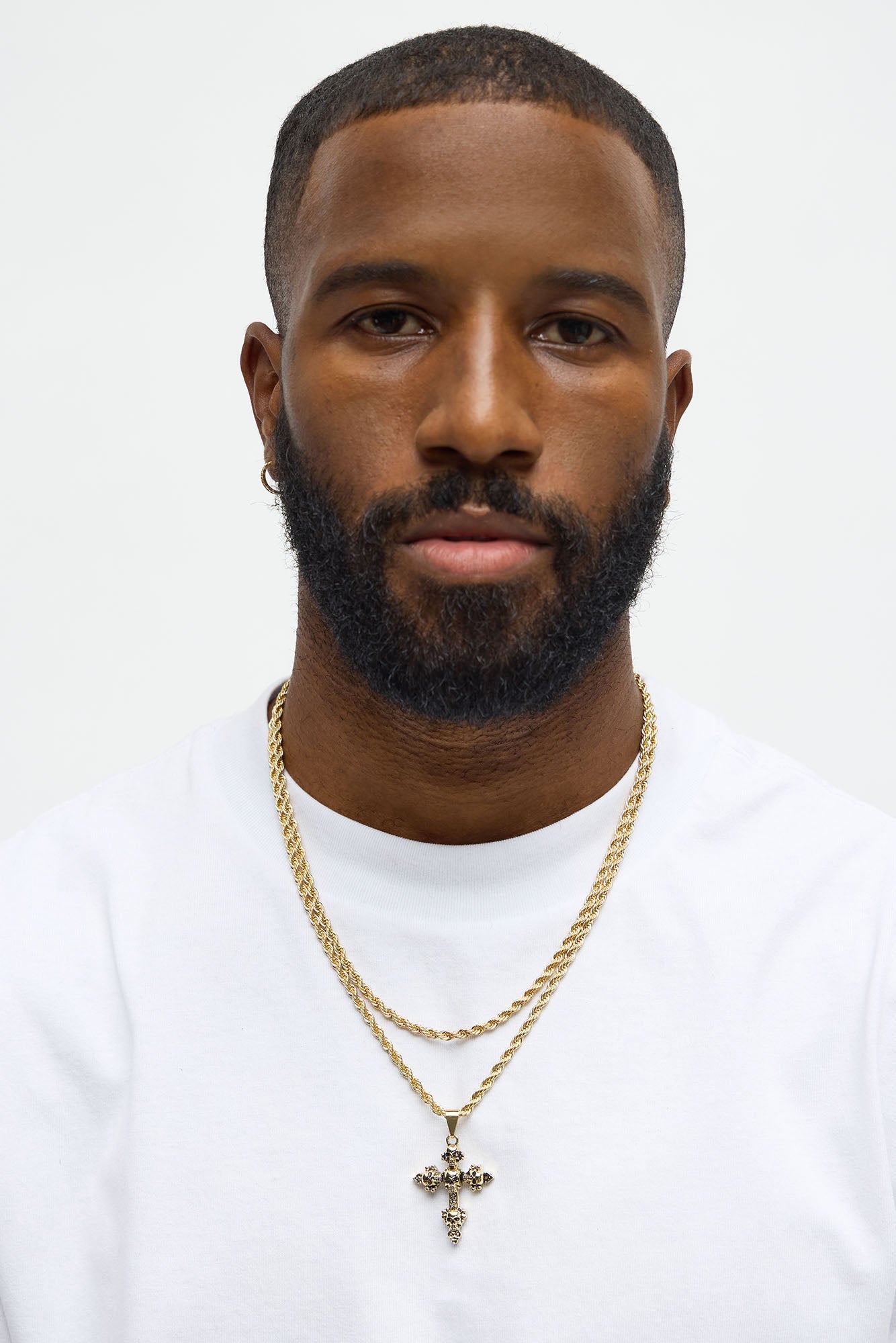 Sacred Skull Cross Necklace Set - Gold