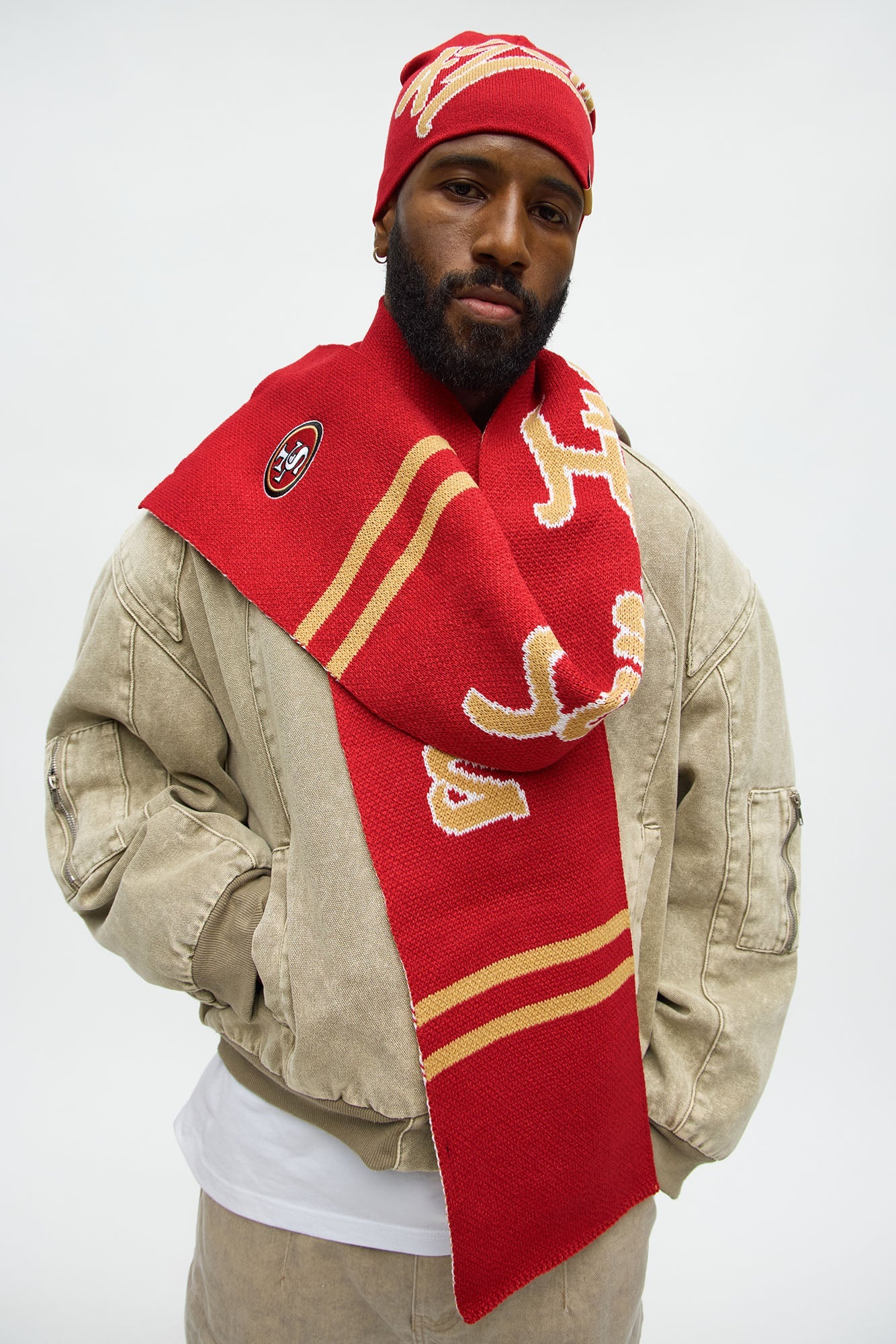 San Francisco 49ers Scripted Scarf Set - Red/combo