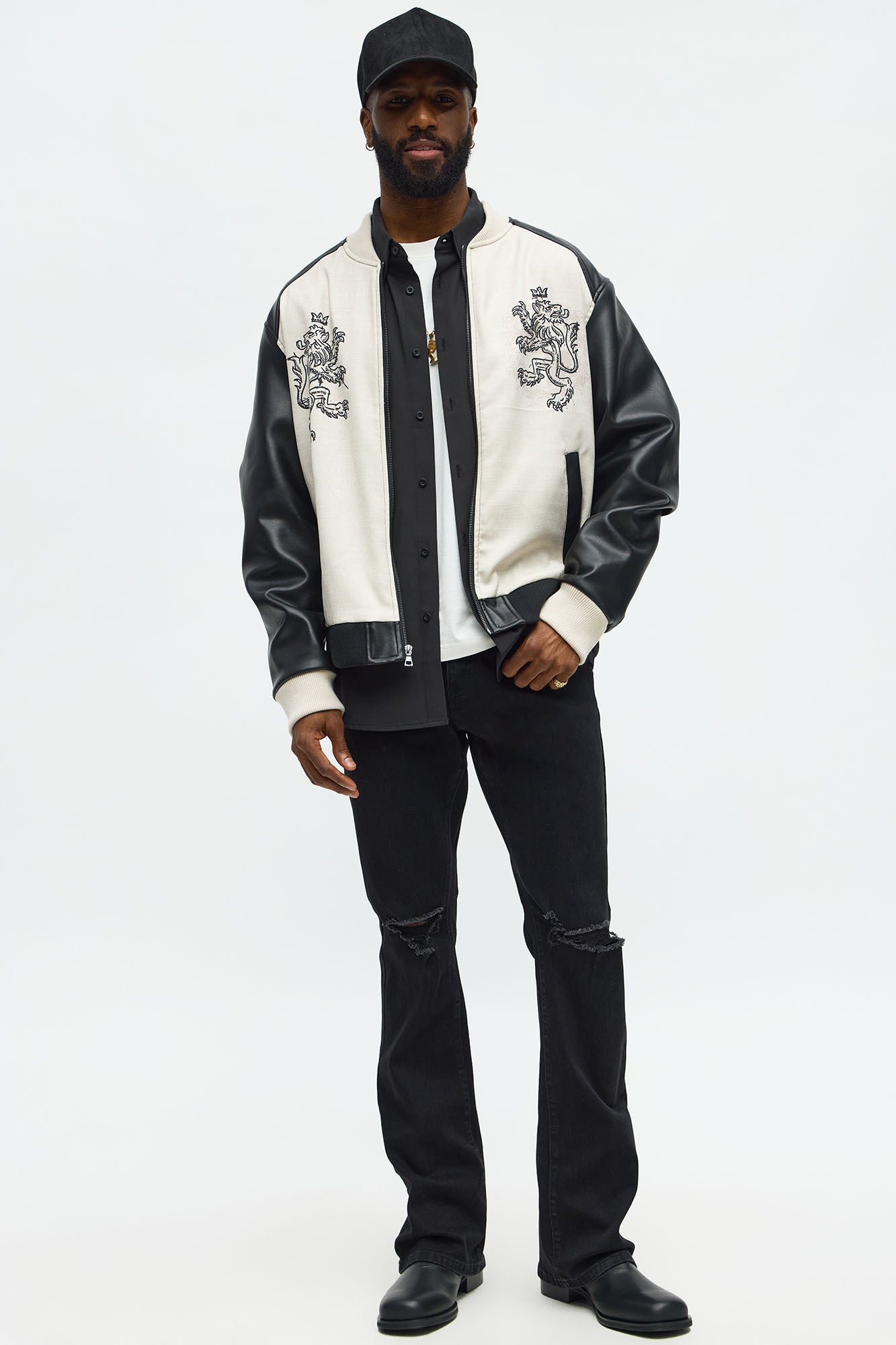 Stacked Skinny Flare Just Enough Distressed Jean - Black