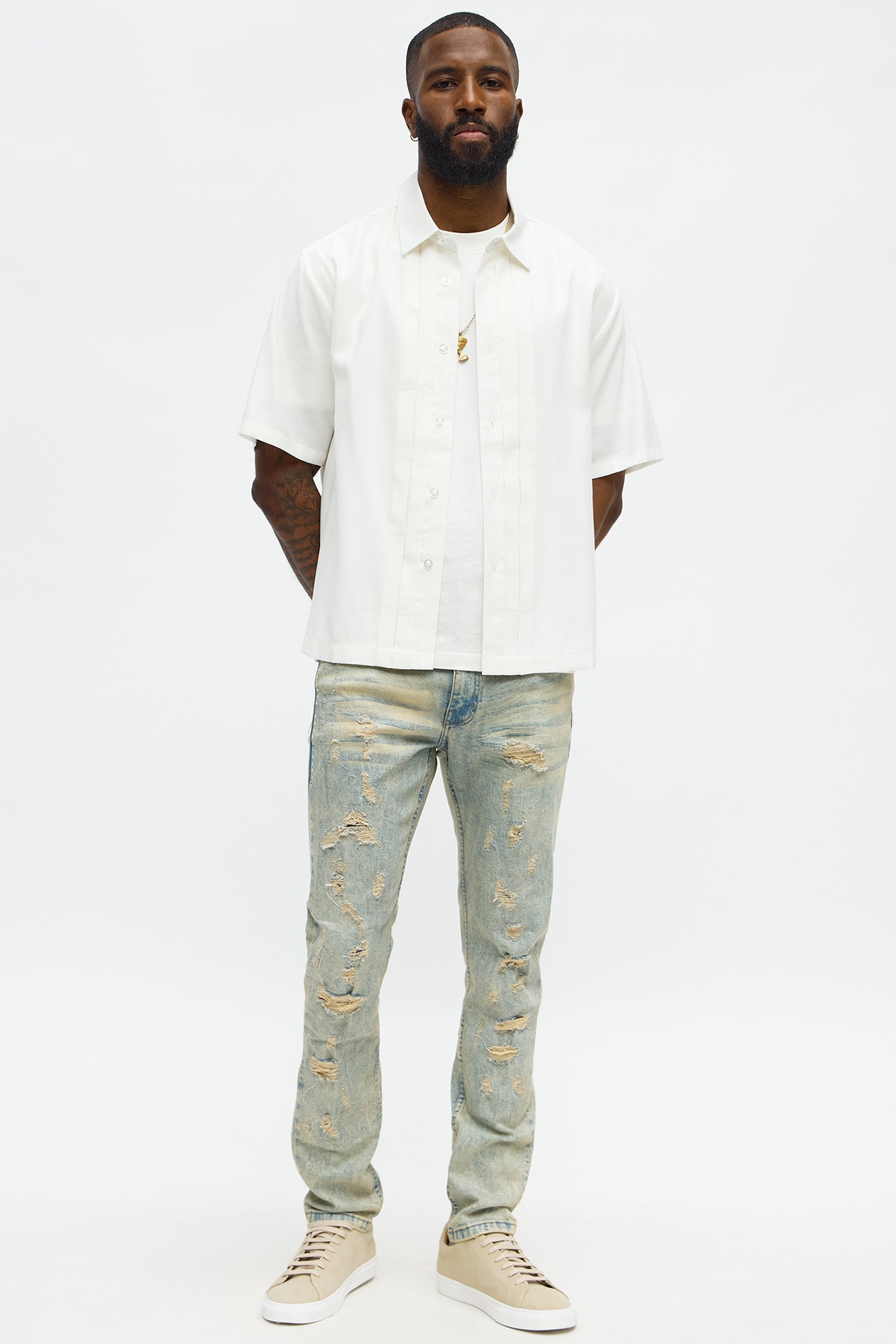 Keep That Energy Distressed Skinny Jeans - Vintage Wash