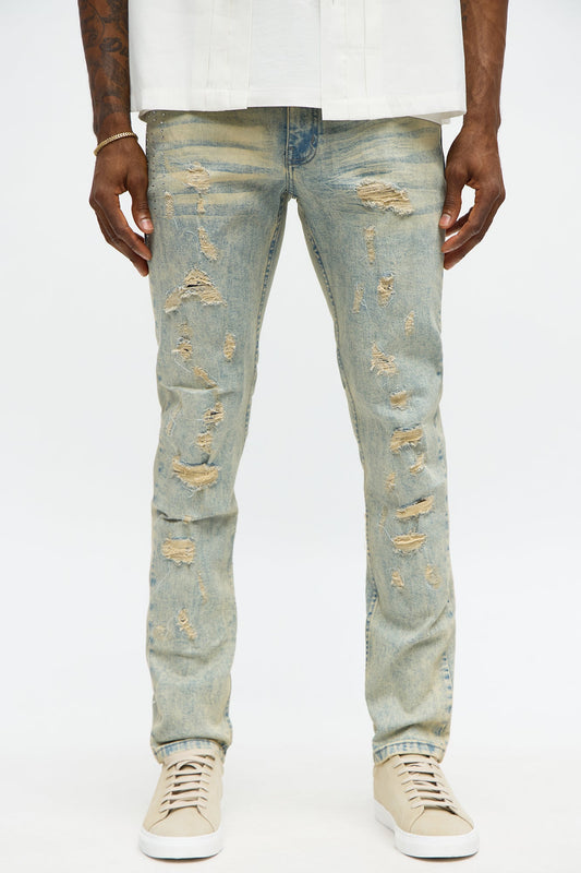 Keep That Energy Distressed Skinny Jeans - Vintage Wash
