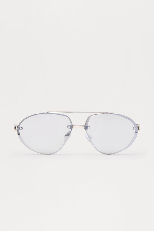 Tough Aviator Metal Frame Sunglasses - Black/Silver