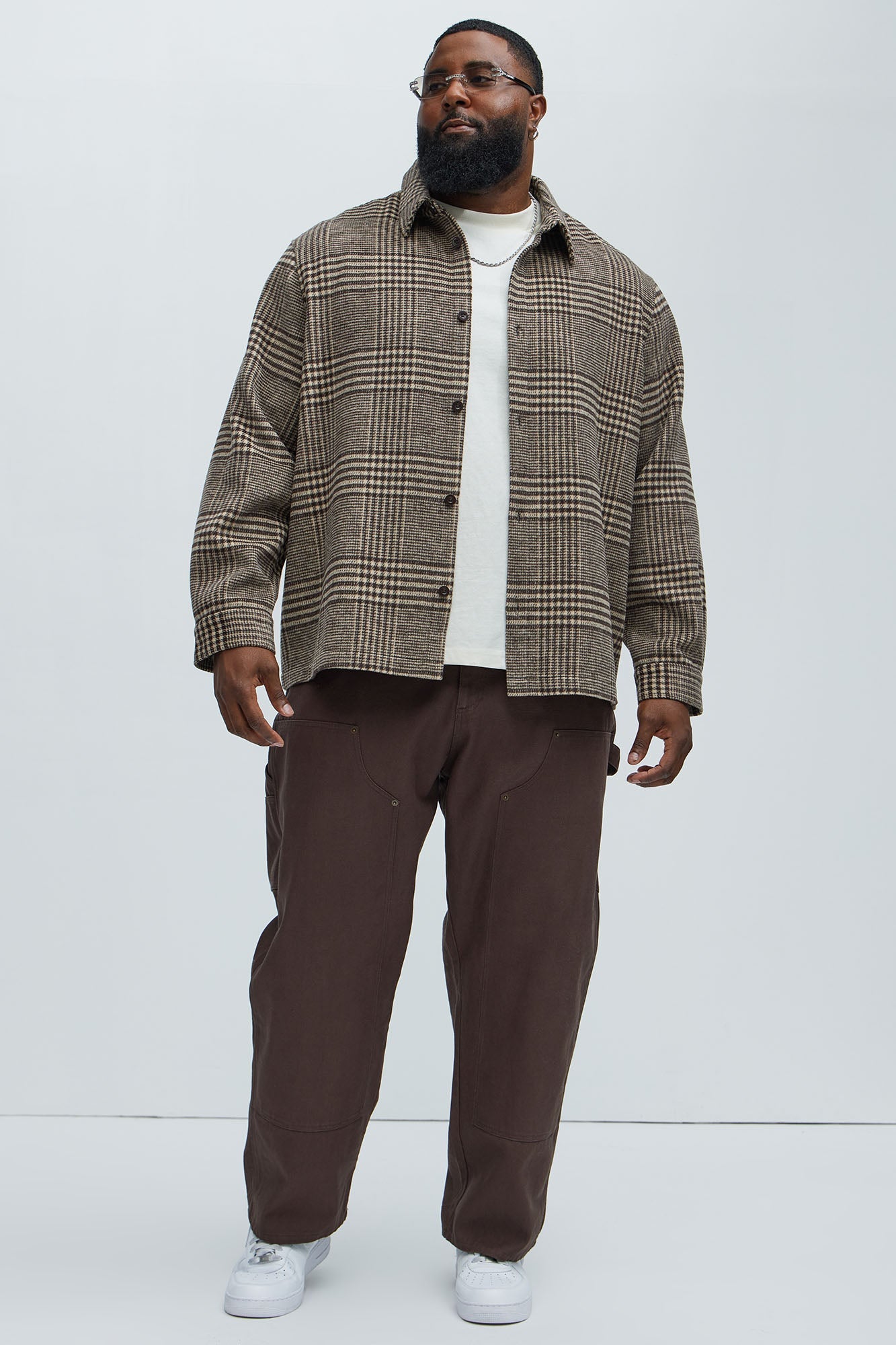 Be Forever Plaid Button Up Shirt - Brown/combo